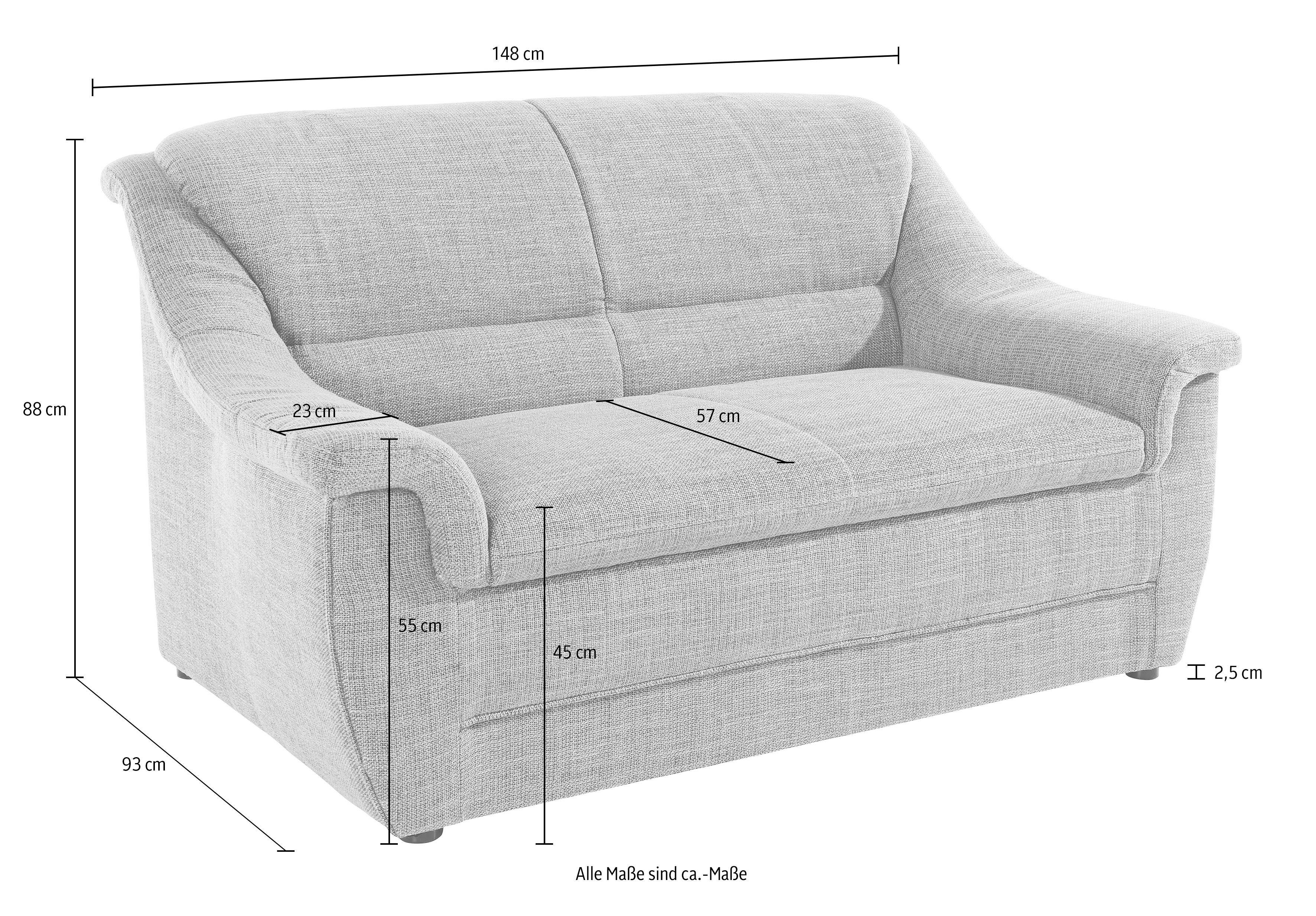 DOMO collection 2-zitsbank Lale mooi gevormde en comfortabele bank, tijdloos en elegant