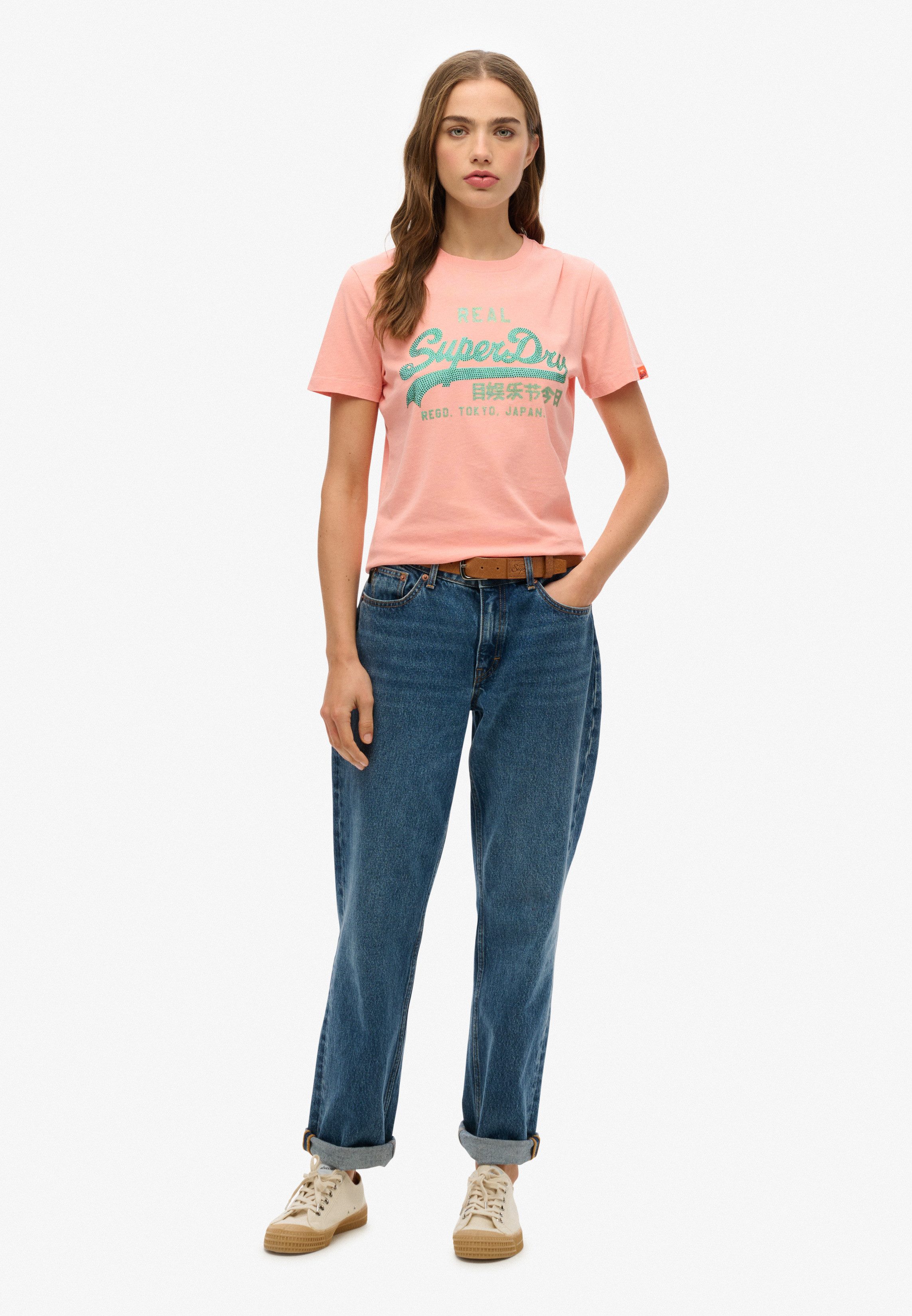 Superdry Shirt met korte mouwen VL RHINESTONE SLIM TEE