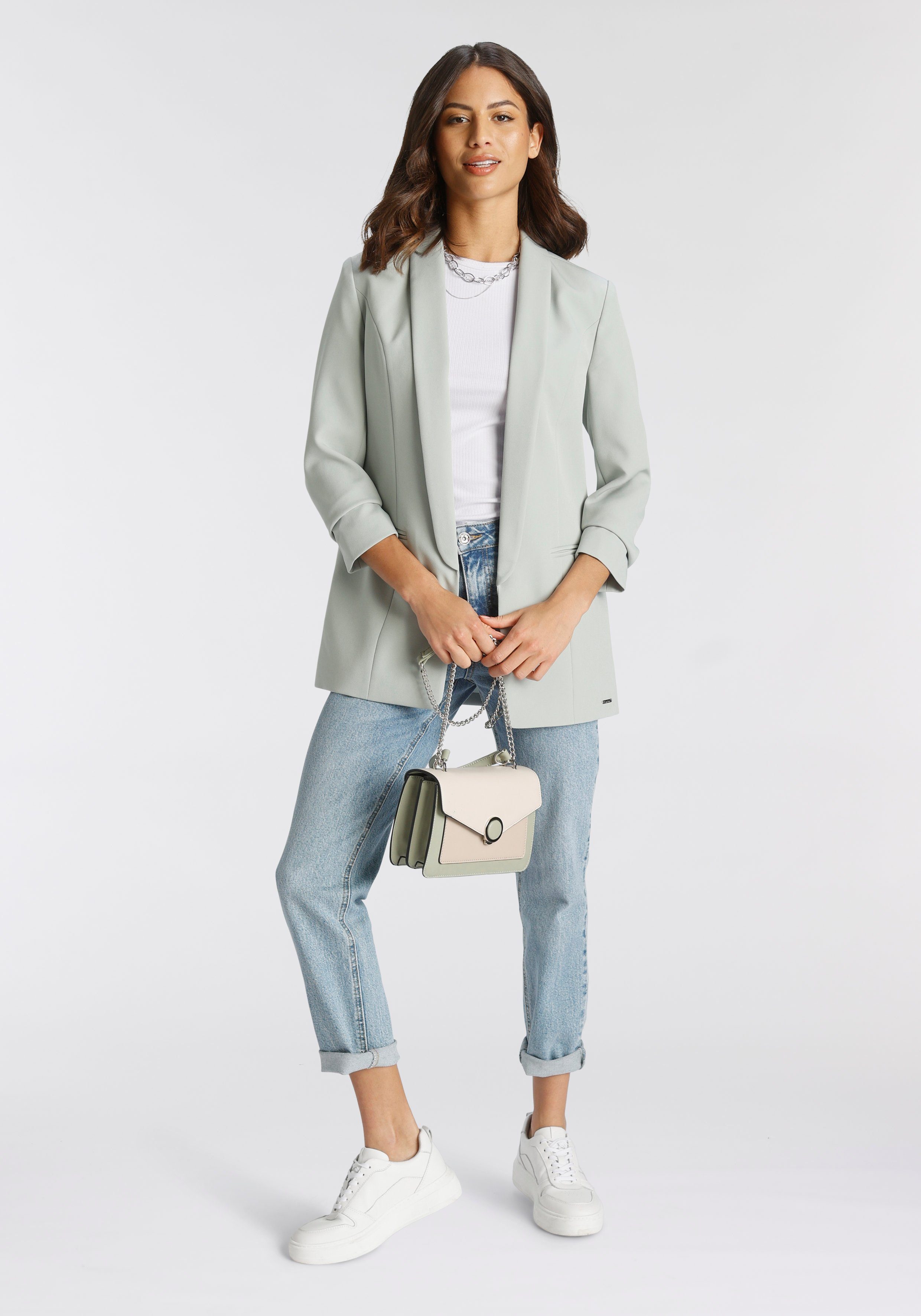 Laura Scott Lange blazer met aangerimpelde mouwen