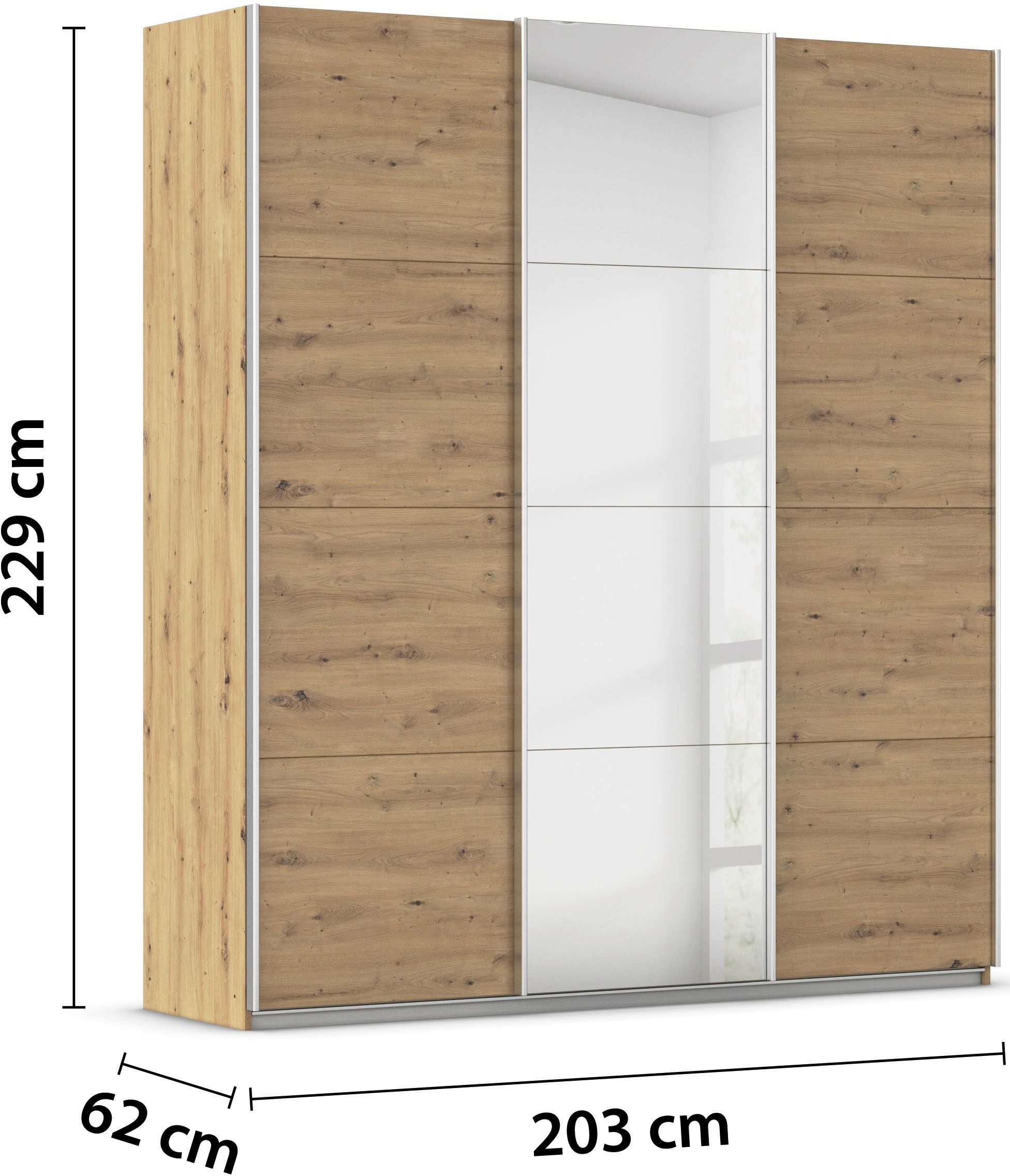 rauch Zweefdeurkast Kledingkast TOMA incl. rek inzet en extra legplanken made in germany