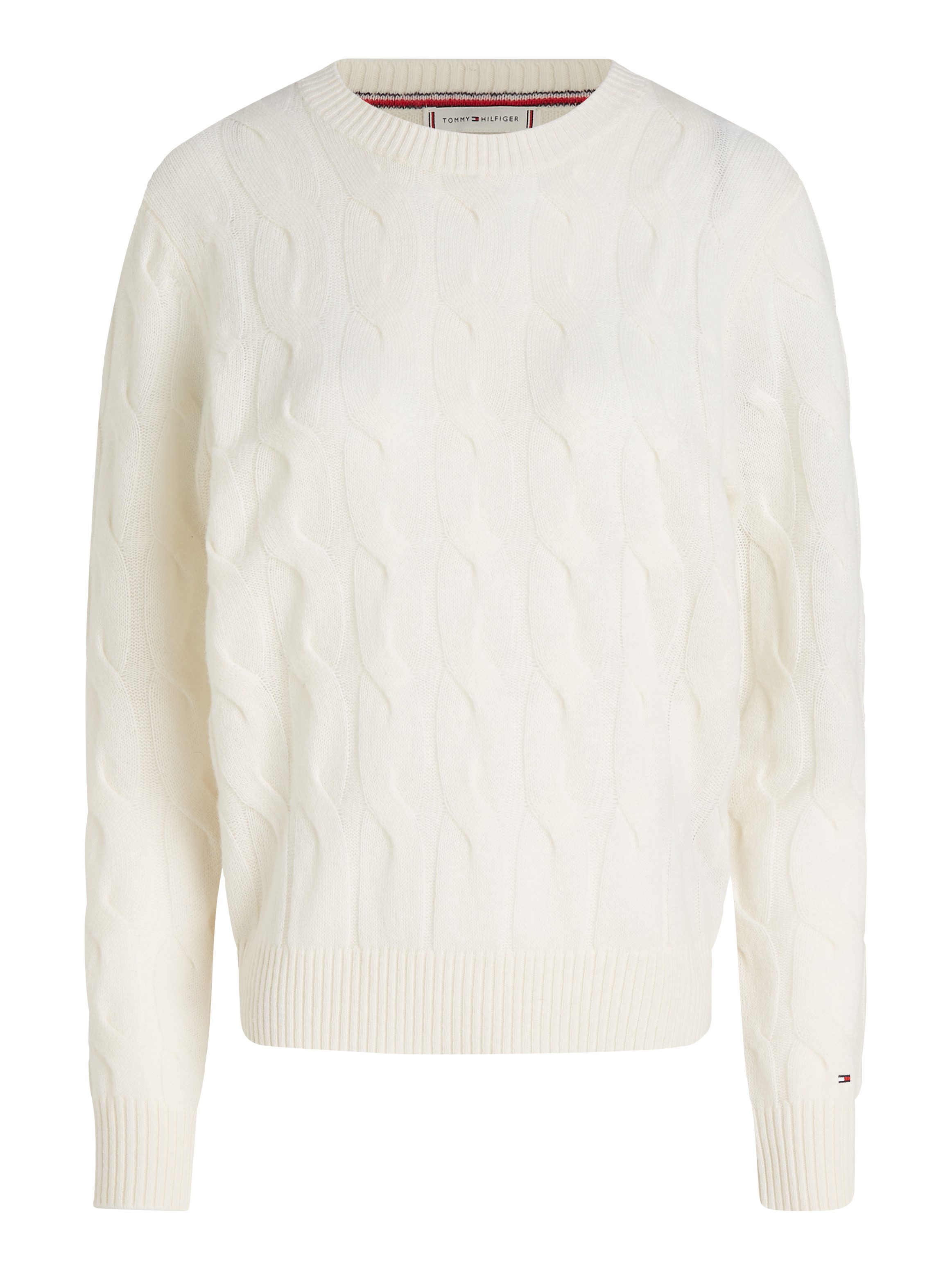 Tommy Hilfiger Gebreide trui SOFT WOOL CABLE C-NK met kabelpatroon ronde hals