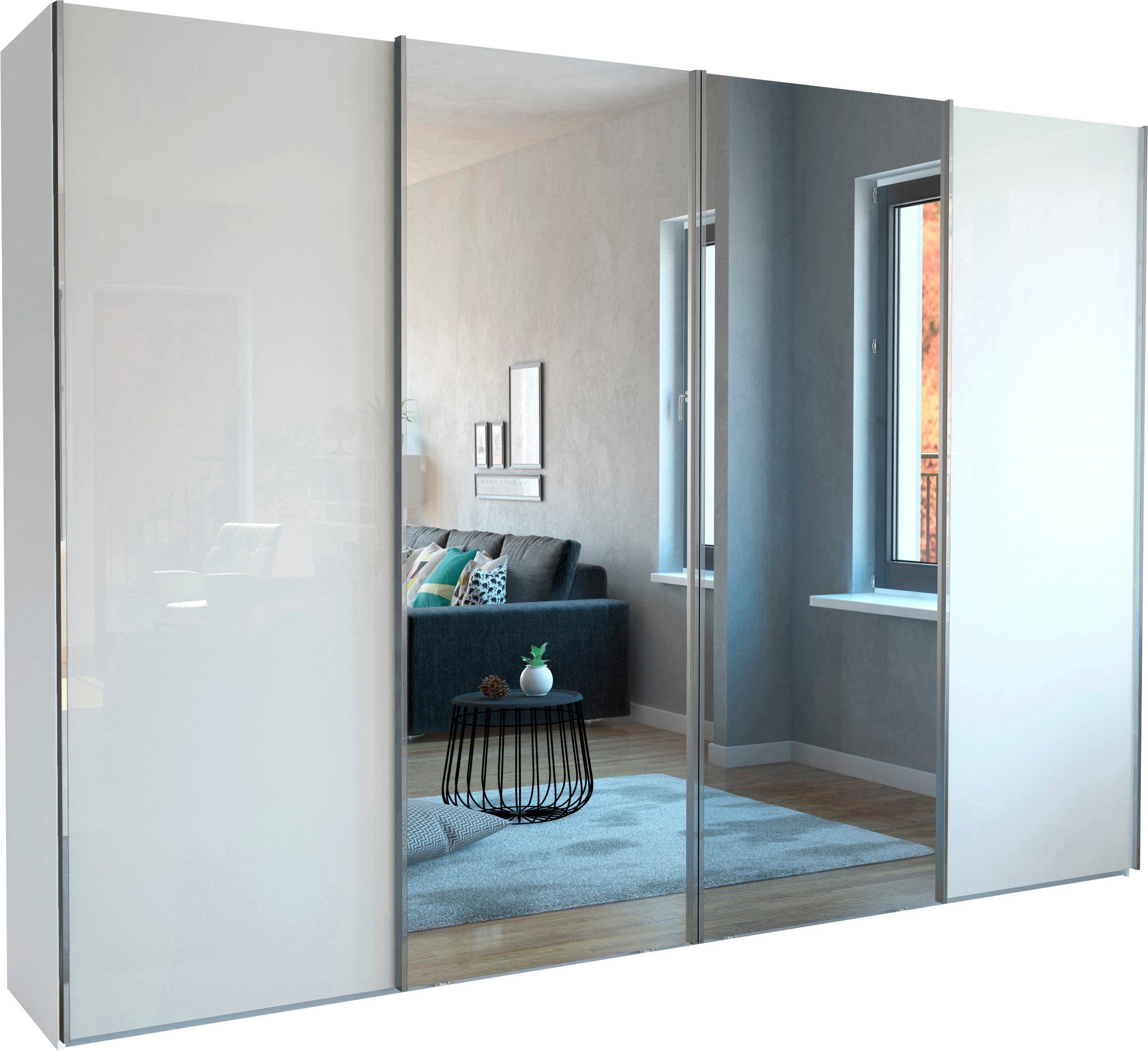 WIEMANN Zweefdeurkast Monaco hoogwaardig glas- en spiegelfront