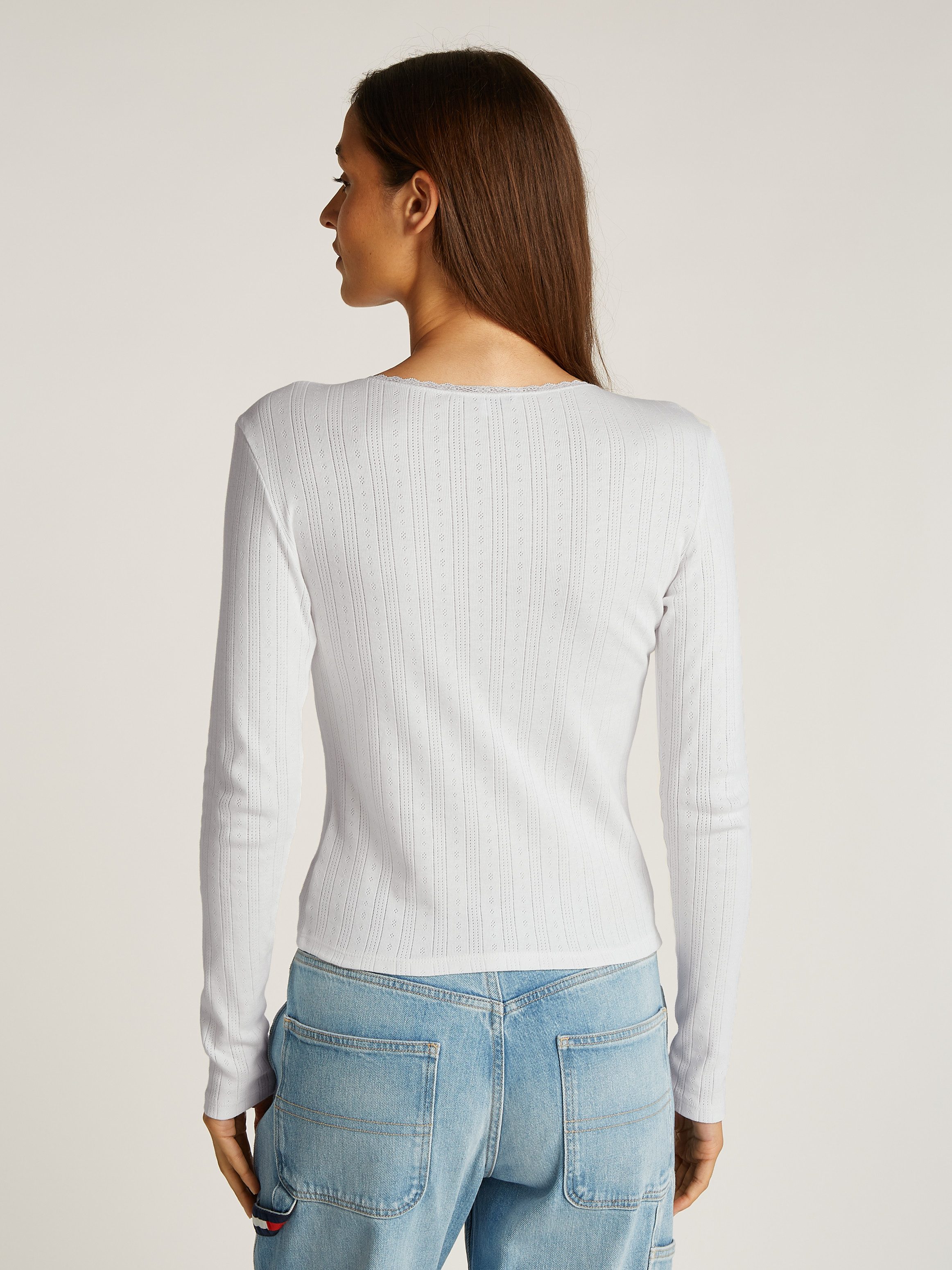 TOMMY JEANS Shirt met lange mouwen met perforatiemotief
