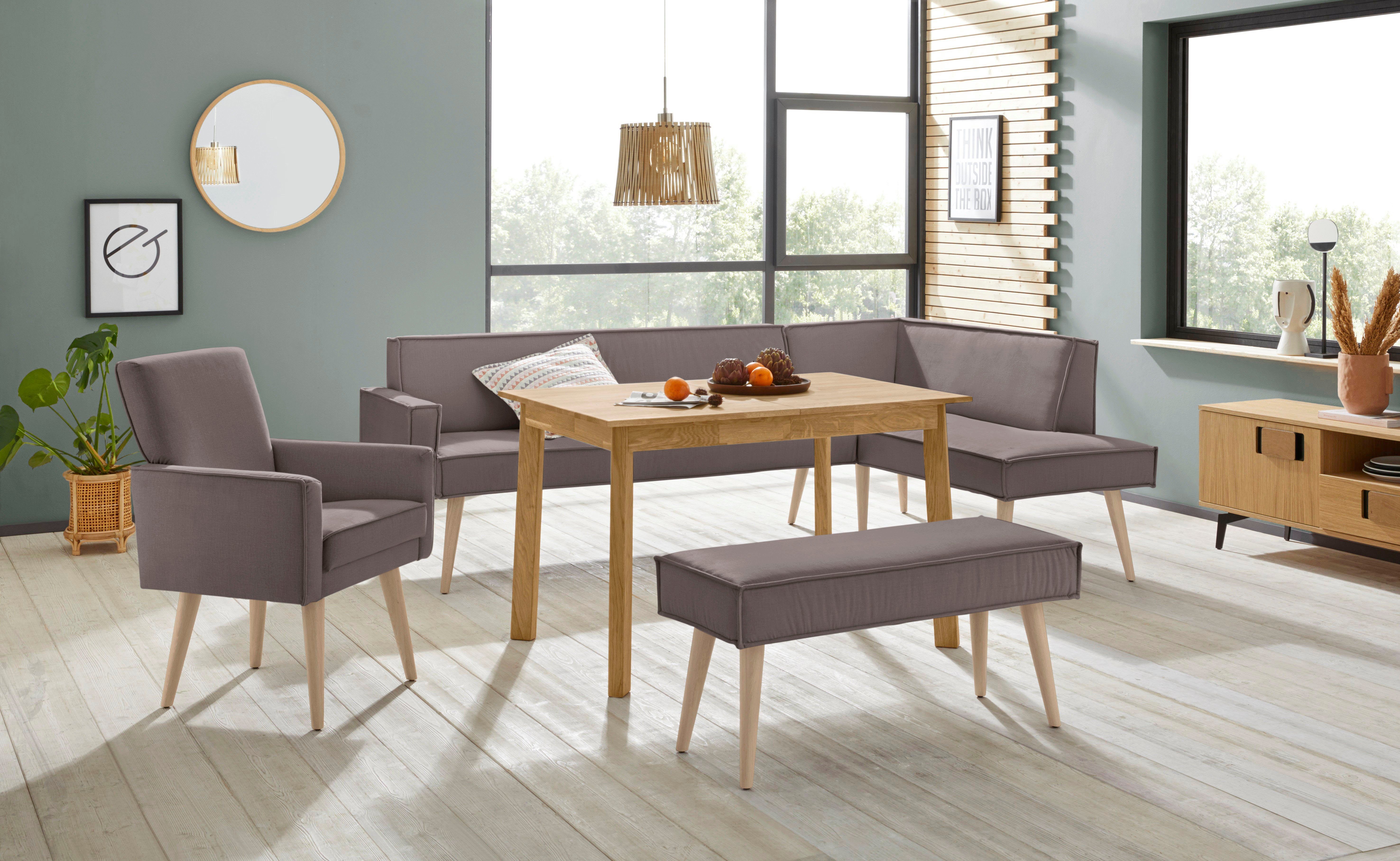 exxpo - sofa fashion Hoekbank Lungo, moderne paspelnaad, comfortabel en elegant, hoge houten voet