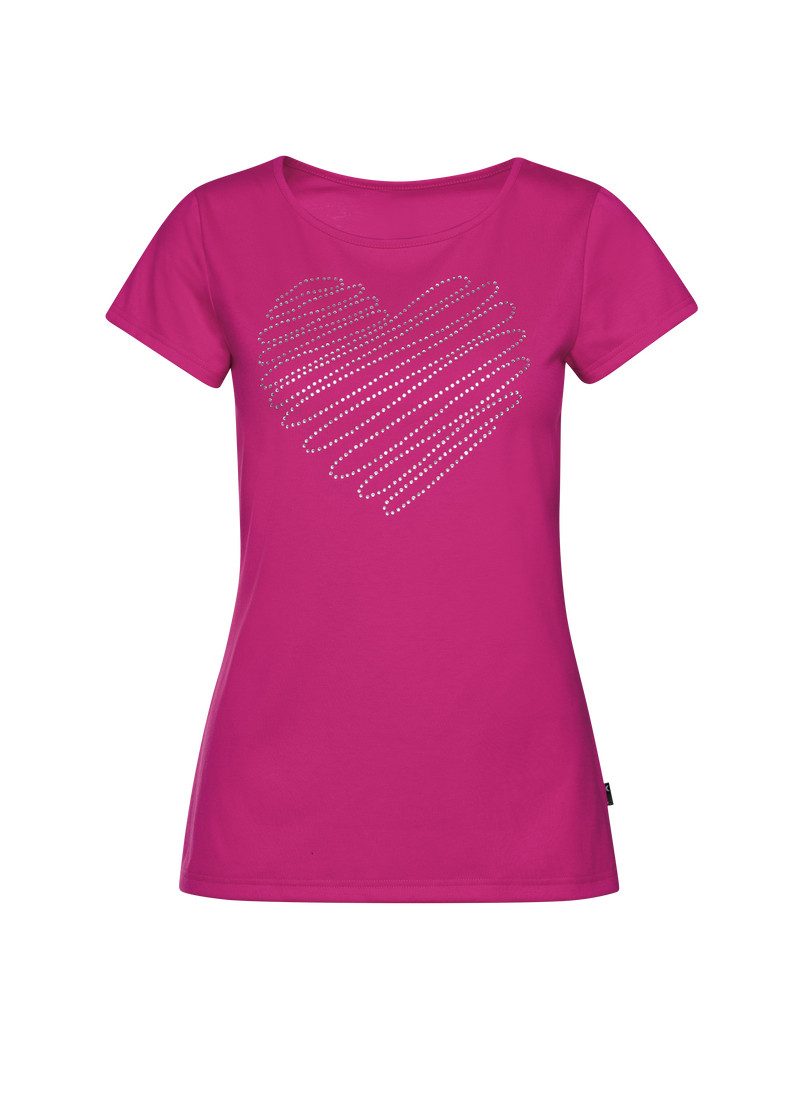 Trigema T-shirt TRIGEMA Slim Fit T-shirt met glinsterend hart-print (1-delig)