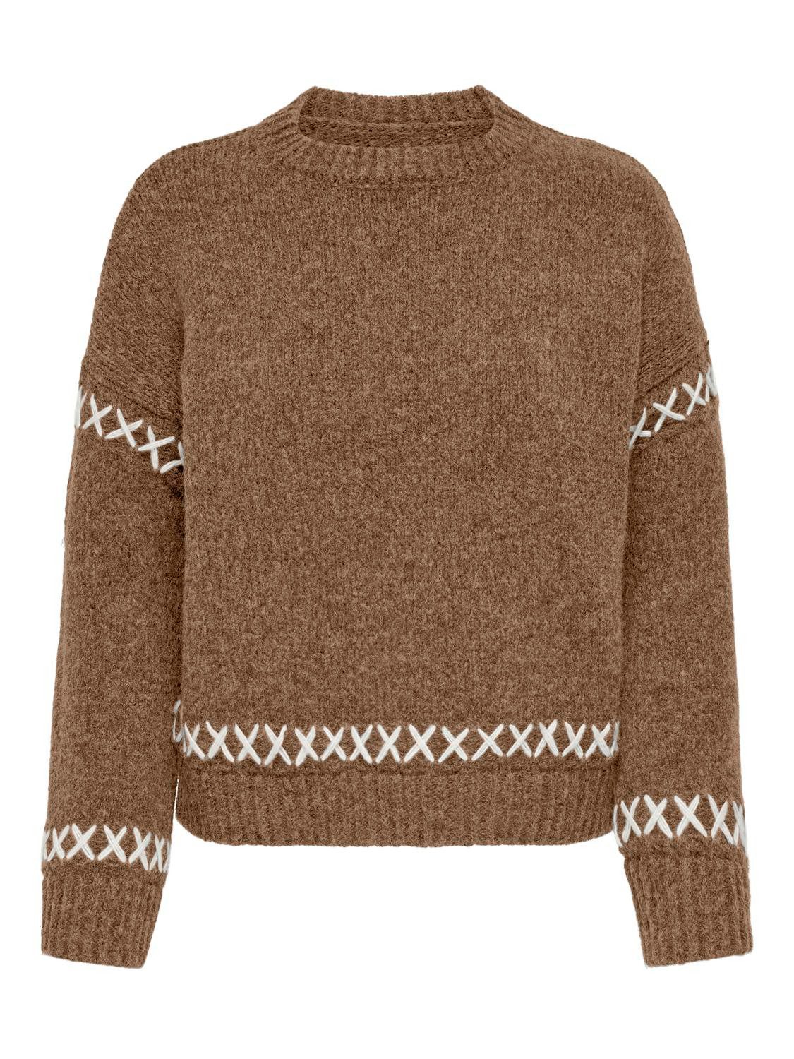 Only Trui met ronde hals ONLAMANDA LIFE LS O-NECK DETAIL CC KNT