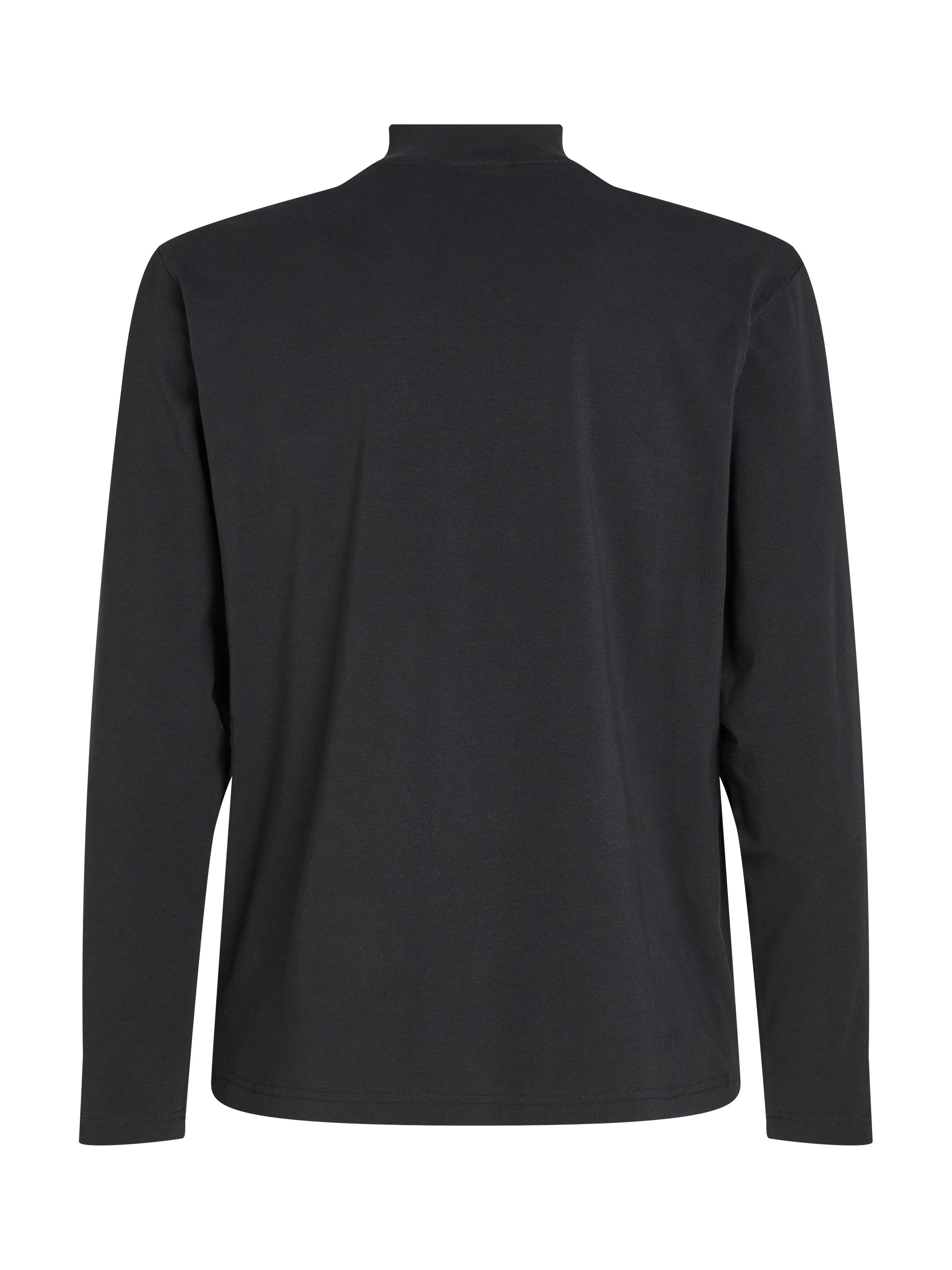 Calvin Klein Shirt met staande kraag NANO LOGO LS MOCK T-SHIRT