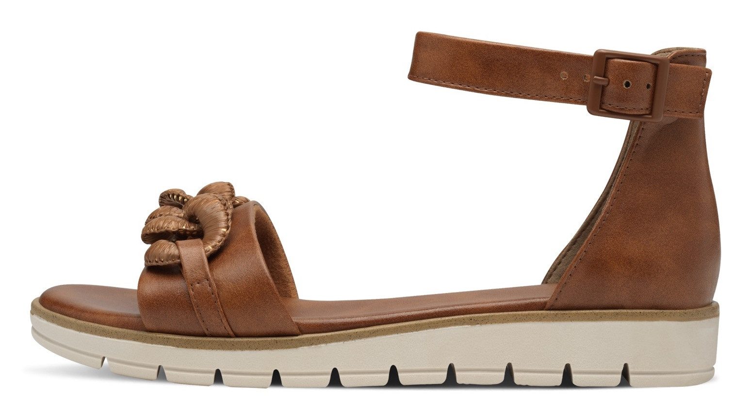 Marco Tozzi Sandalen , sleehak, zomerschoen, sandaal, met sierketting in ton-sur-ton dames sandaaltjes maat 40 EU bruin