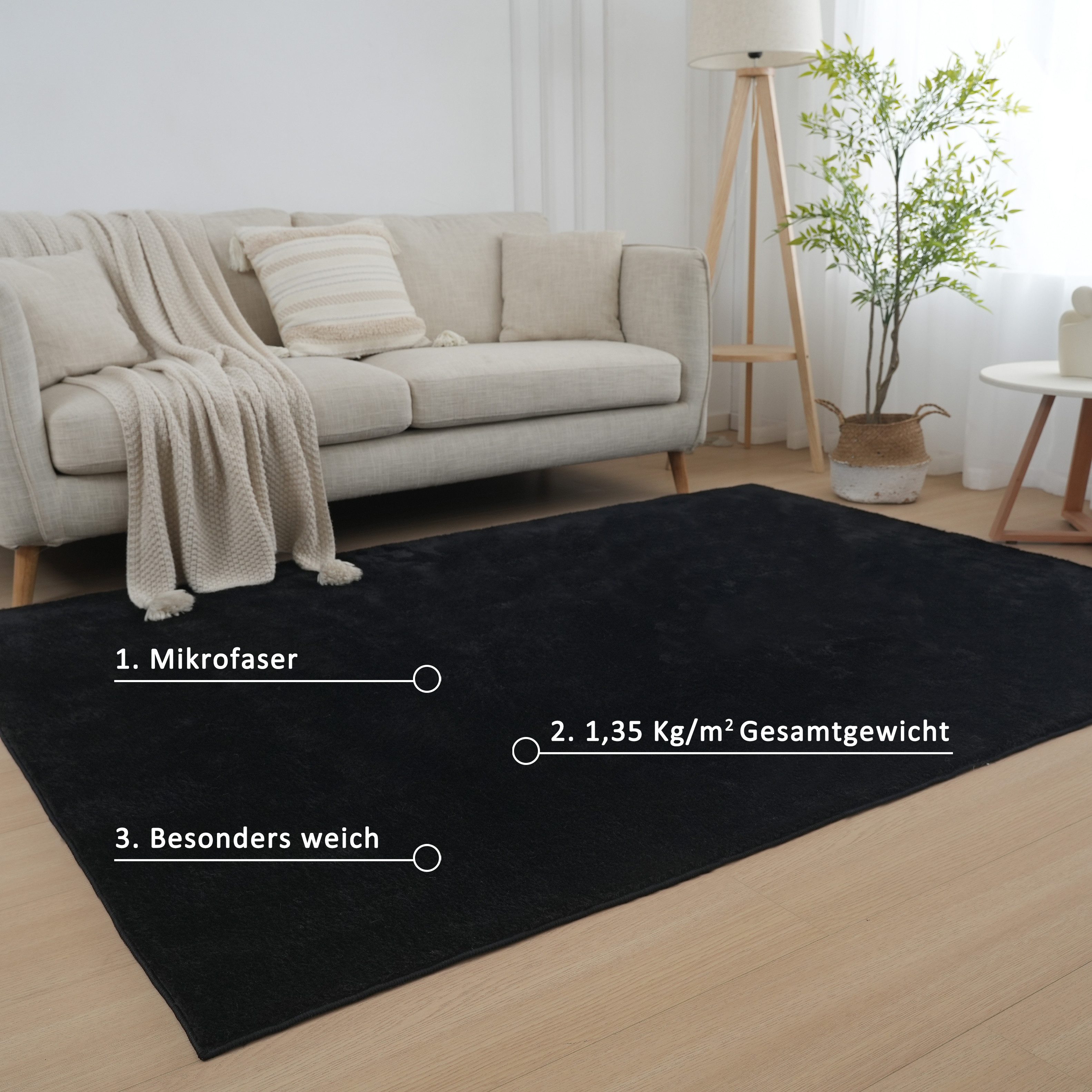 my home Vloerkleed Cali, kunstbont tapijt Effen kleuren, knuffelig en zacht, wasbaar, woonkamer, slaapkamer