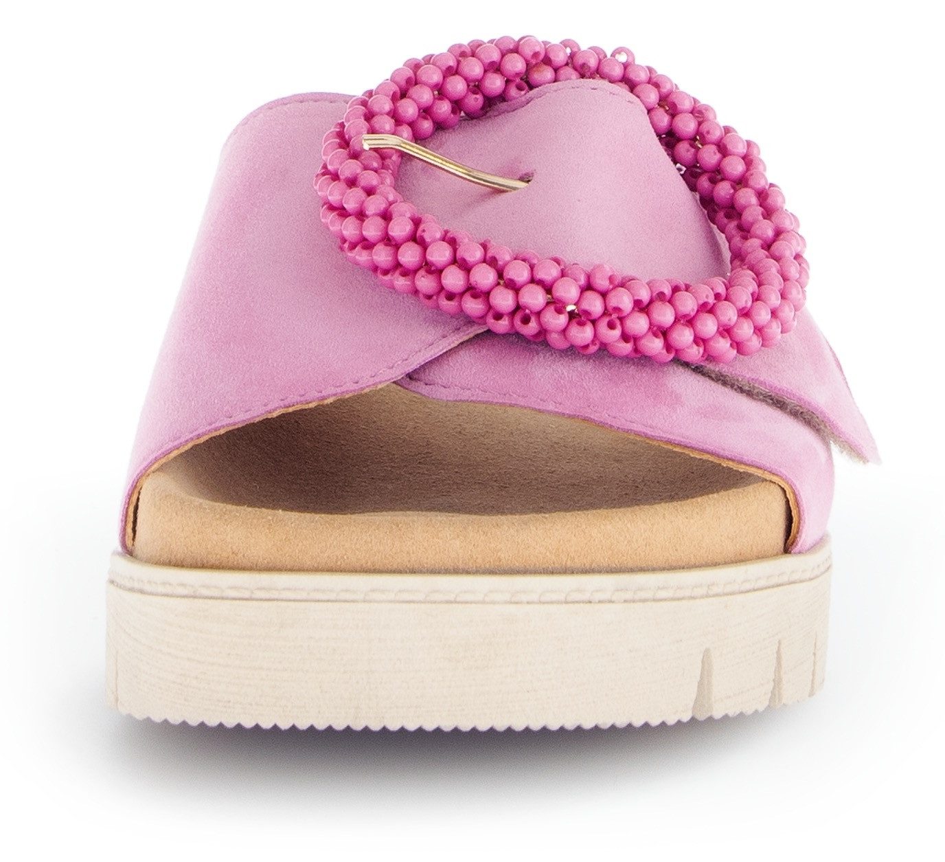 Gabor Slippers , plateau, zomerschoen, slippers met sierparels aan de decoratieve gesp