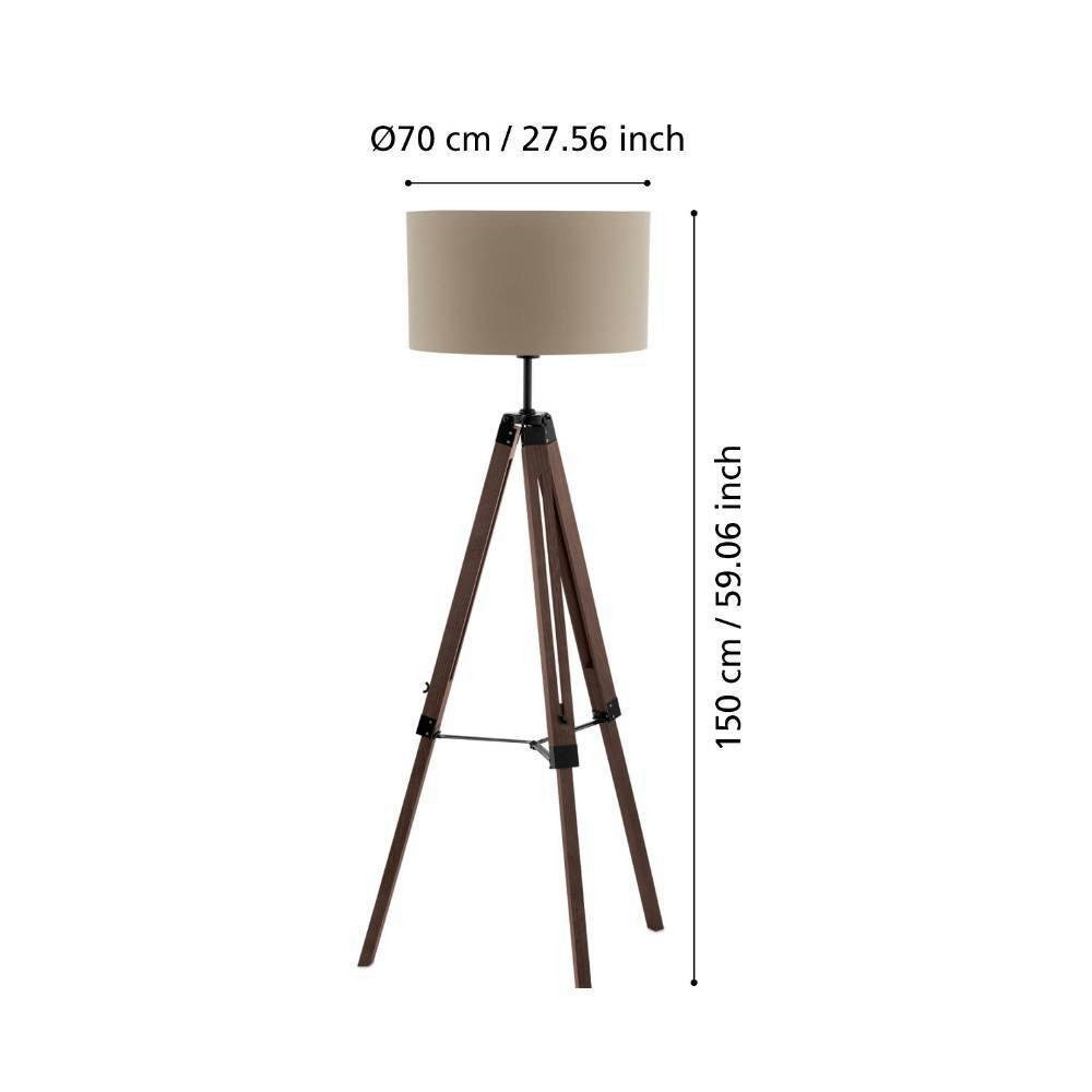 EGLO Staande lamp LANTADA Vloerlamp, donkerbruin en taupe, met schakelaar, FSC gecertificeerd, E27 (1 stuk)