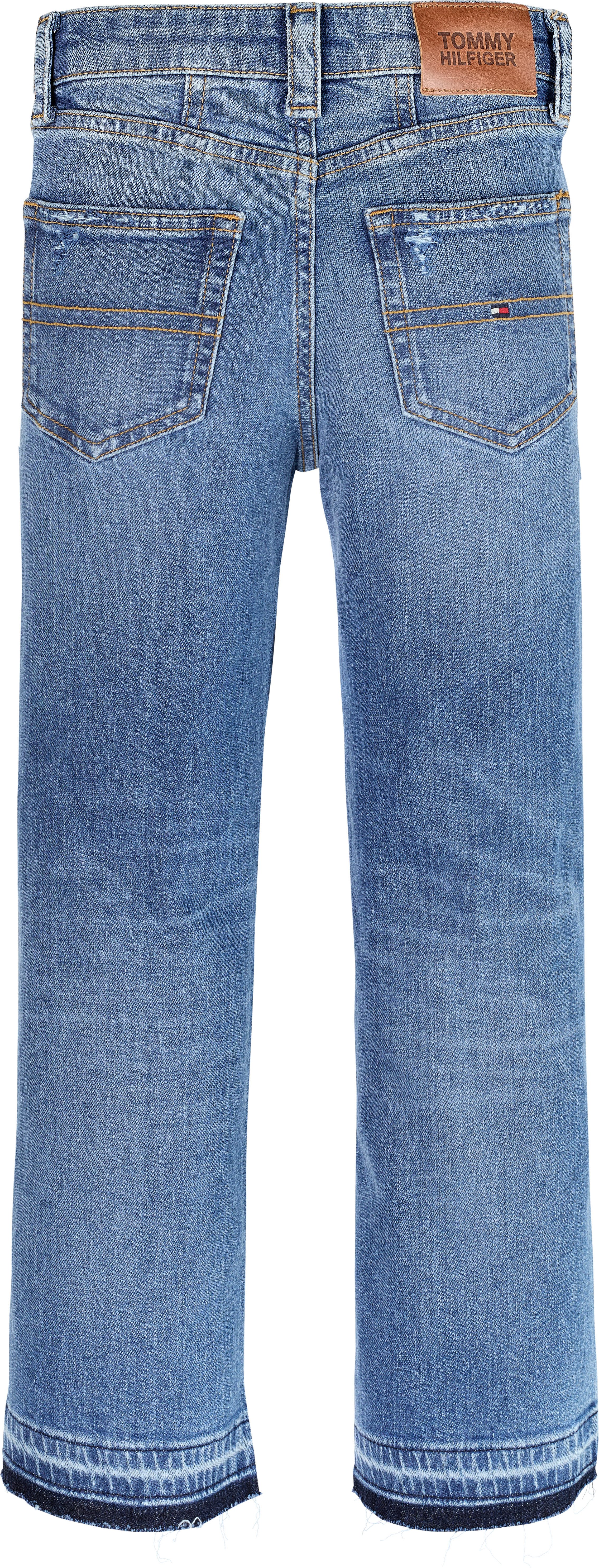 Tommy Hilfiger Wijde jeans GIRLFRIEND MID WASH in middelblau wassing, met logo-badge