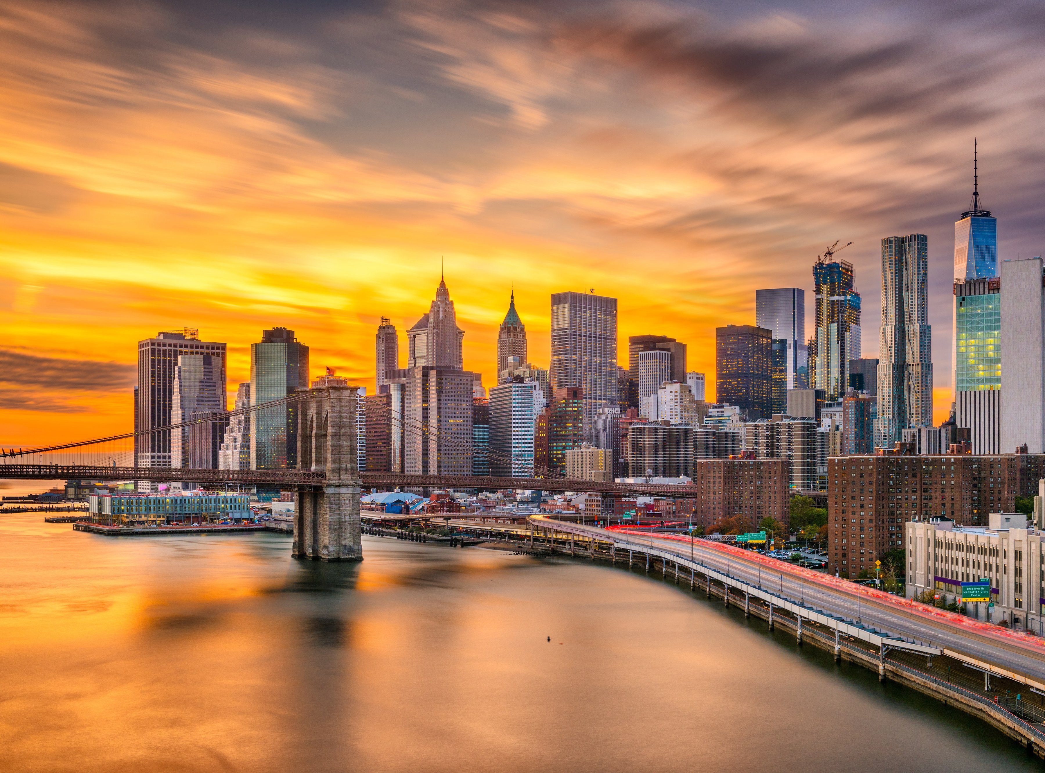 Papermoon Fotobehang Manhattan skyline Sunset