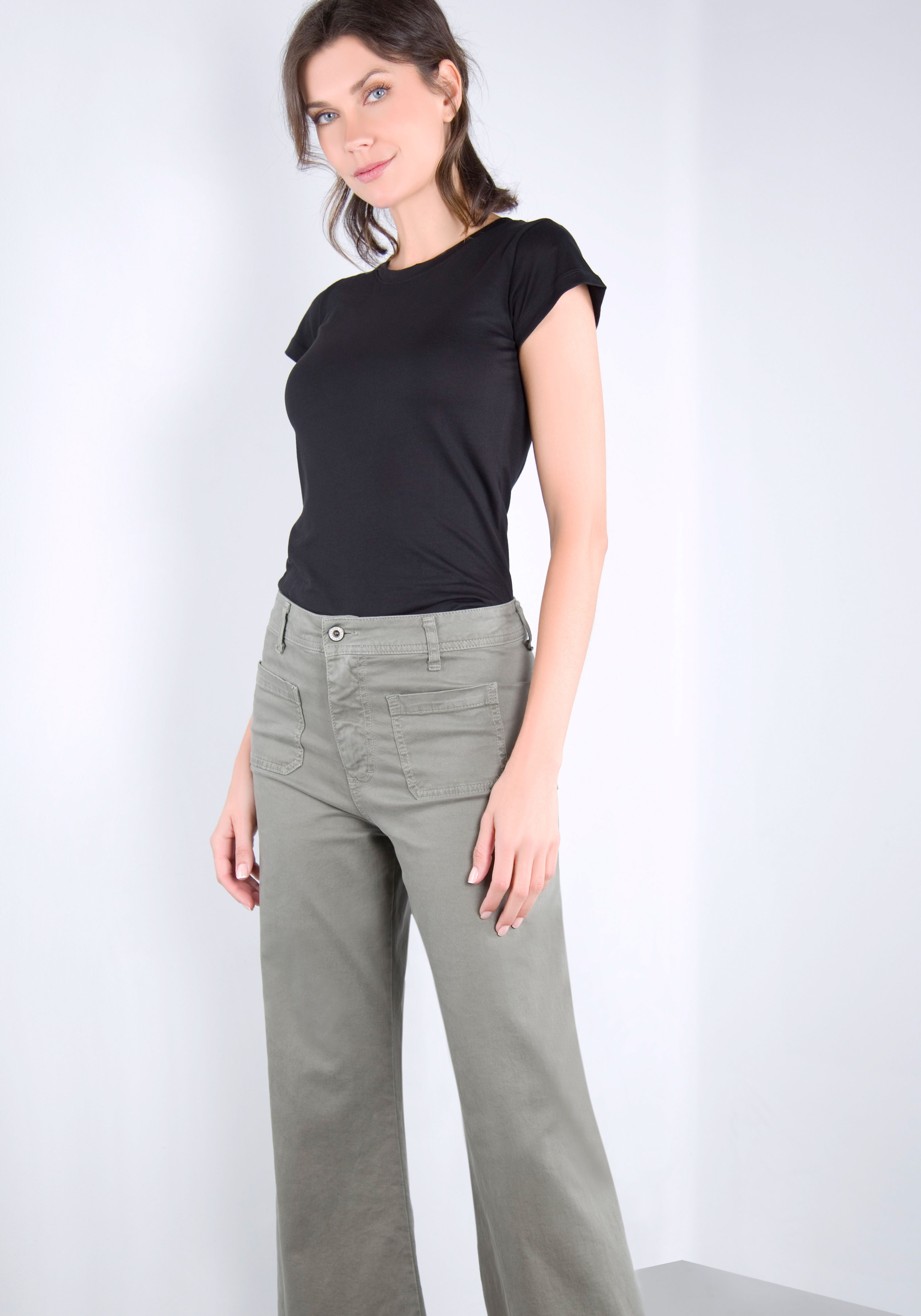 Please Jeans Broek met wijde pijpen van hoogwaardige katoenmix met stretch