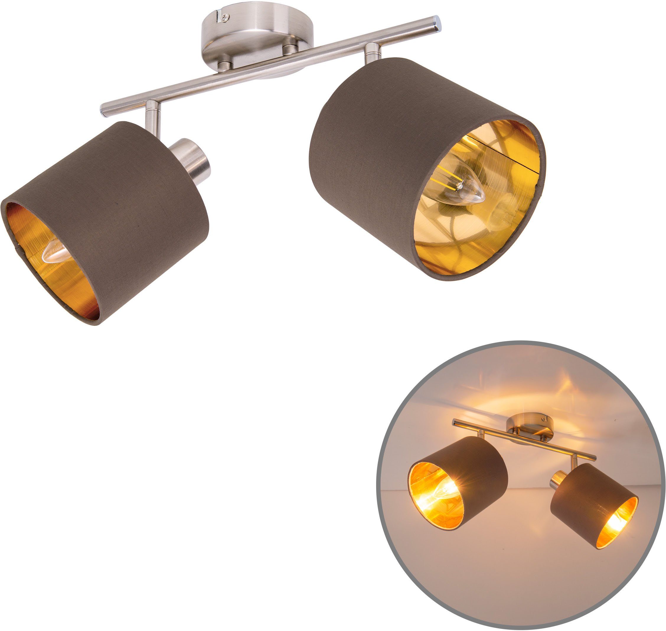 näve Plafondlamp Maron 2-delige plafondlamp, wandlamp, spot, 2xe14 max. 40w, metaal/textiel (1 stuk)