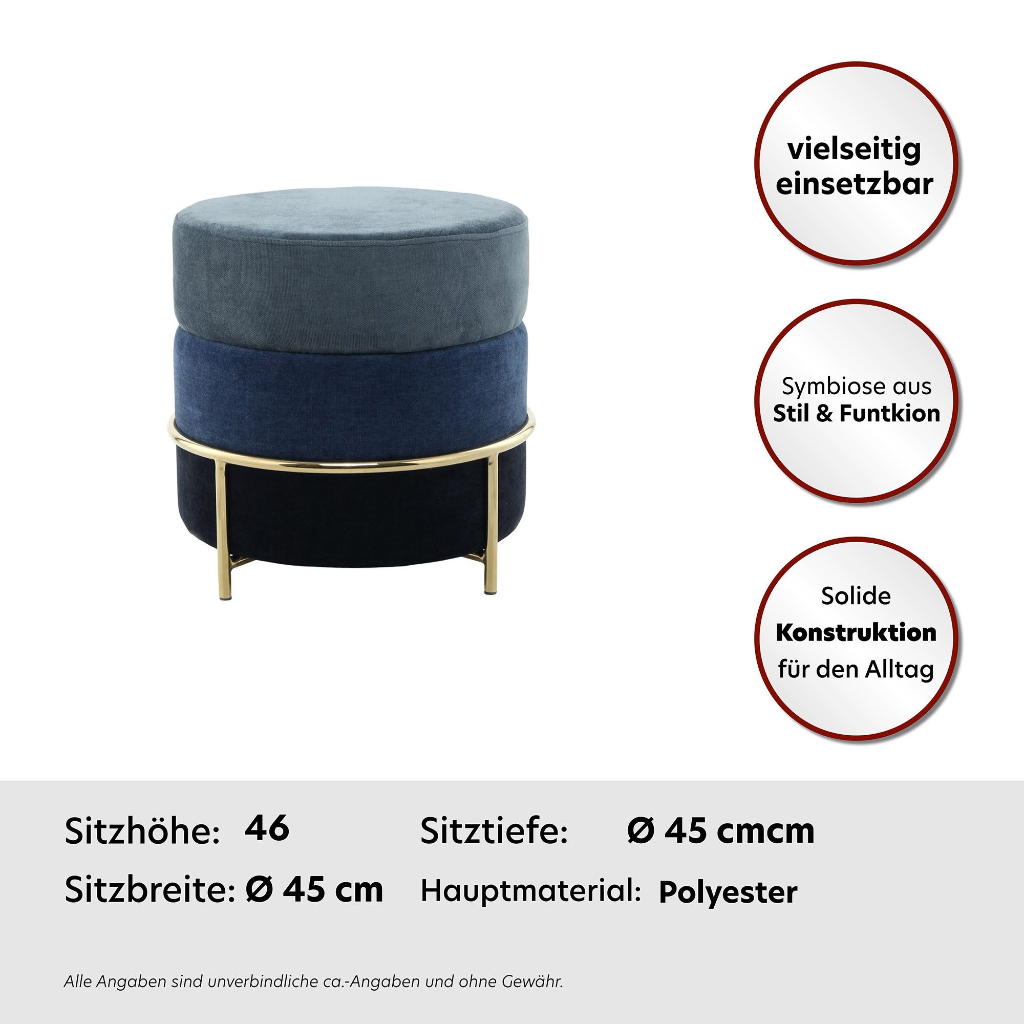 Kayoom ZitHocker Matilda 225, comfortabele ronde vorm, gezellige design-hocker (1 stuk)