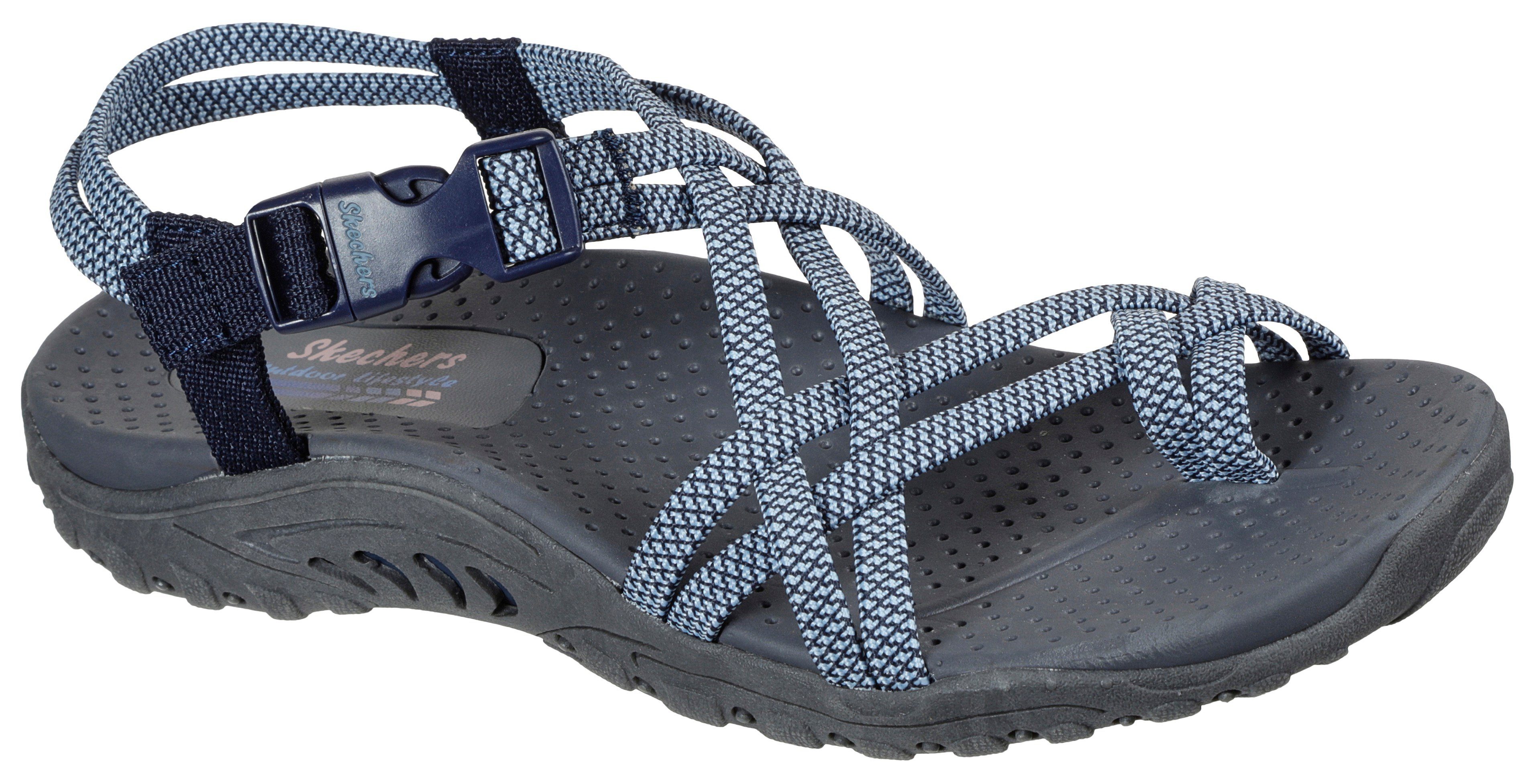 Skechers Sandalen REGGAE-IRIE MON , zomerschoen, sandaal, sleehak, met stretch fit functie dames sportieve sandalen maat 40 EU blauw