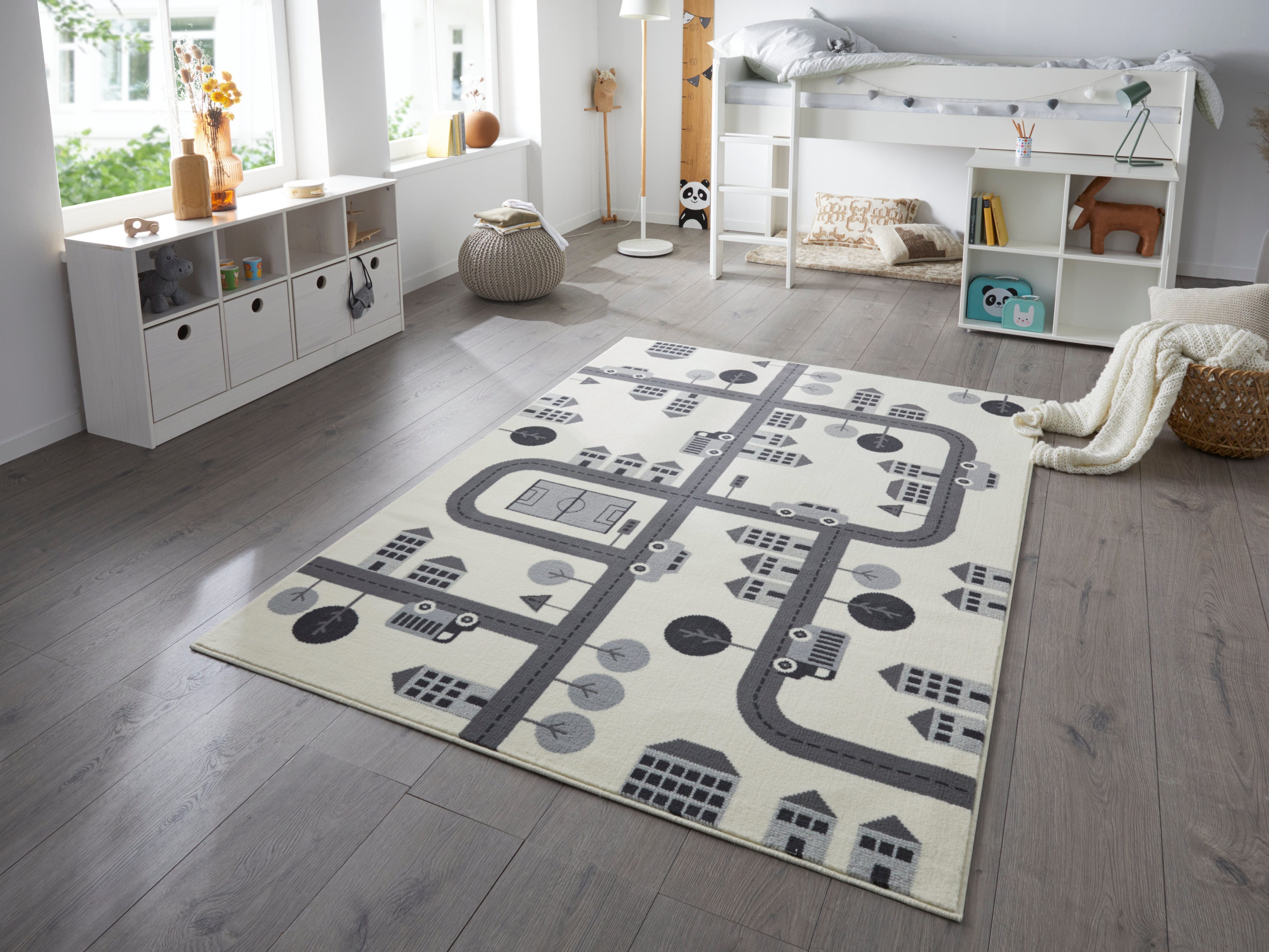 HANSE Home Kindervloerkleed Town Kortpolig, kindertapijt, speelmat, straatontwerp, kinderkamer