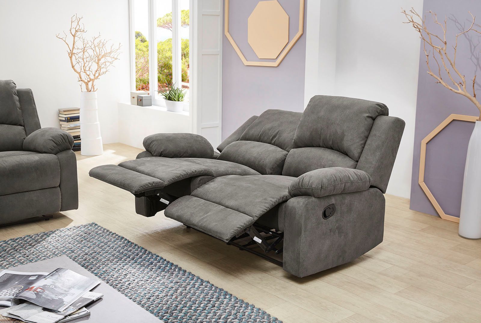Jockenhöfer Gruppe 2-zitsbank Dakota Ligfunctie met halfautomatische relaxfunctie, TFK bekleding