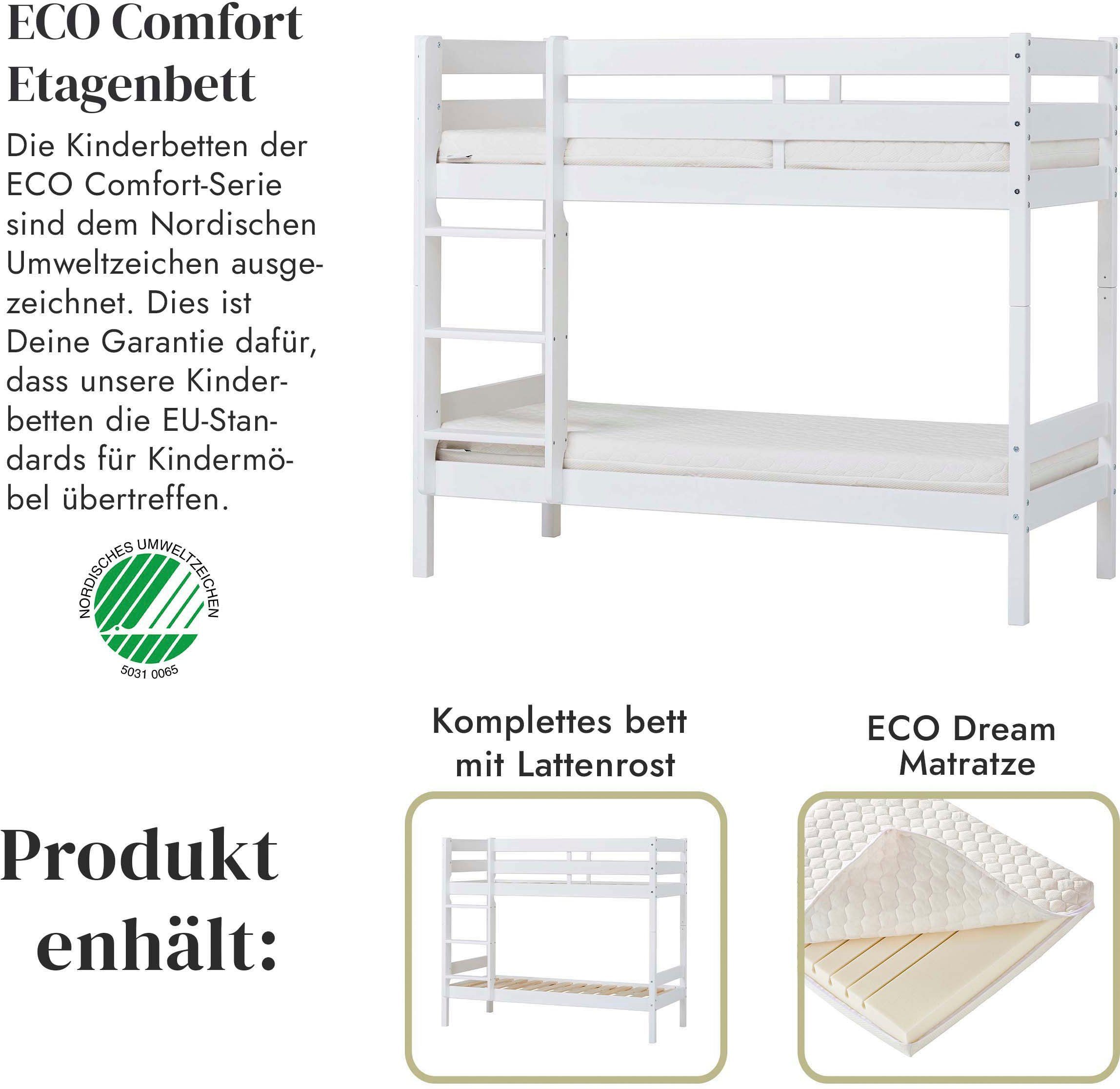 Hoppekids Stapelbed Eco comfort kinderbed 90x200 of 70x160 van massief hout in 4 kleuren