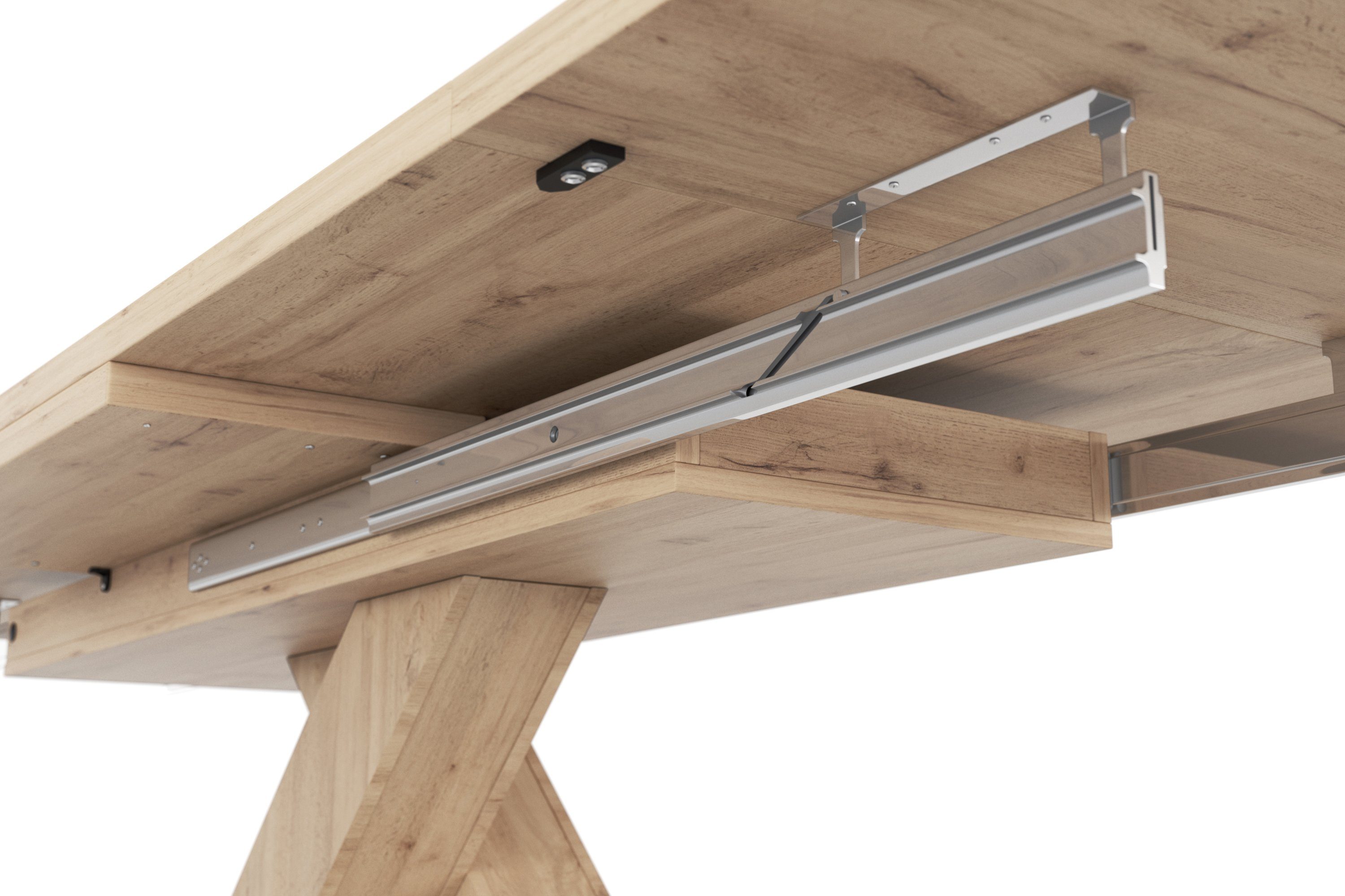 Mäusbacher Eettafel Comfort tafel TOPSELLER! Mäusbacher eettafel met X-frame en voetplaat. Breedte 180-280