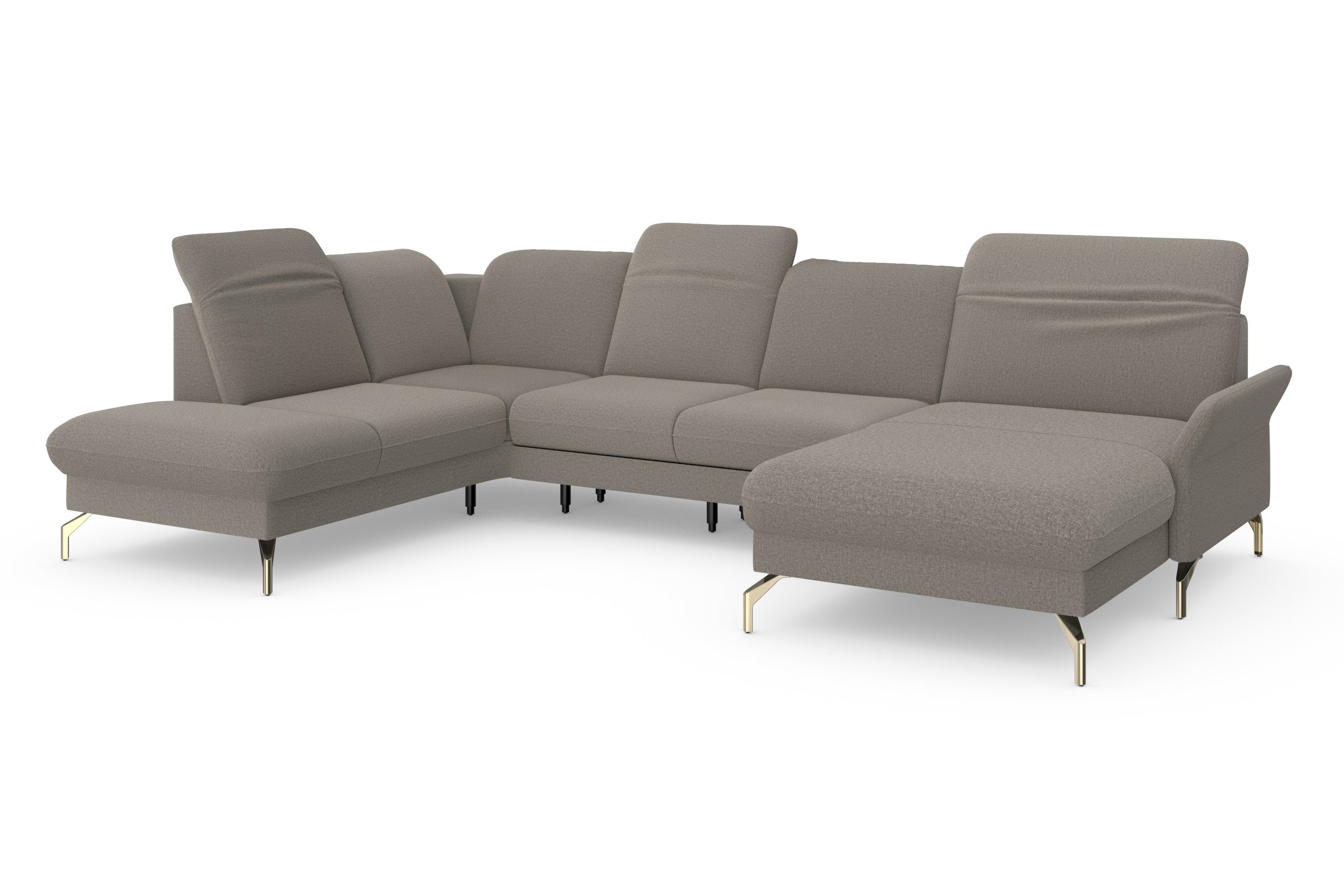 sit&more Zithoek Fashion U-vorm naar keuze met verstelbare hoofdsteun, uittrekzitting, motorisch, nikkel poten