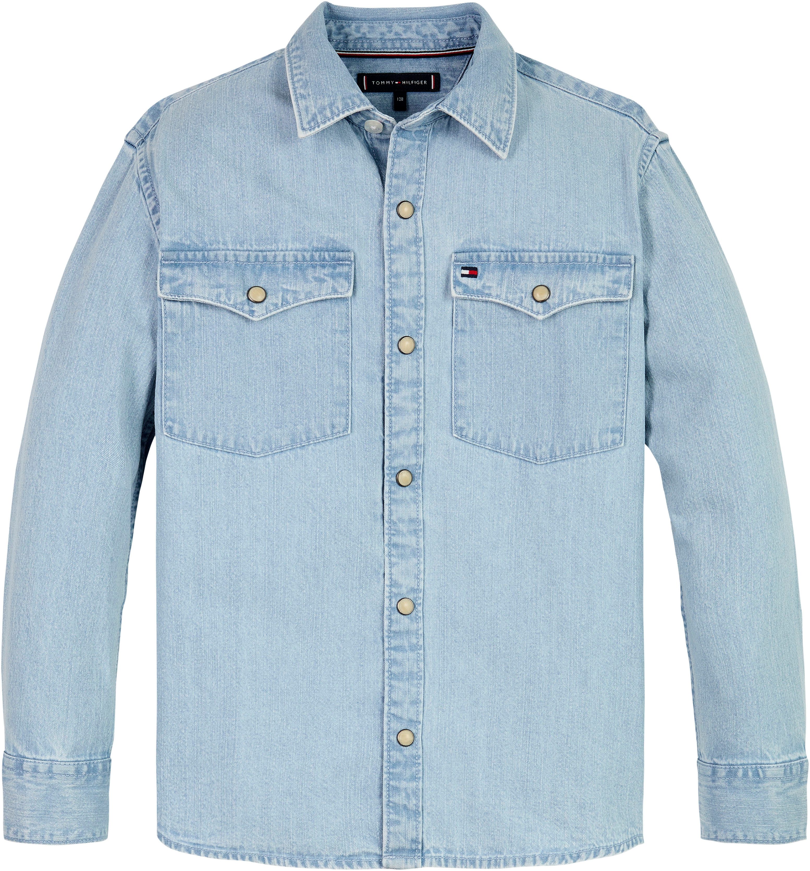 Tommy Hilfiger Overhemd met lange mouwen DENIM SHIRT LS Kinderen tot 16 jaar met logostiksel