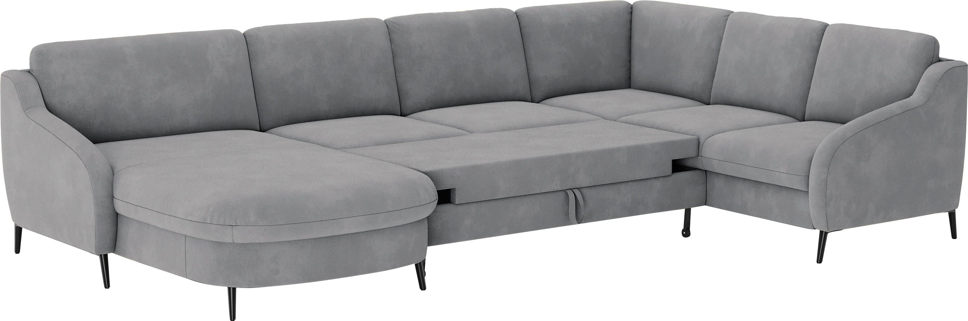 sit&more Zithoek Soul U-model optioneel met bedfunctie en bedlade of lade