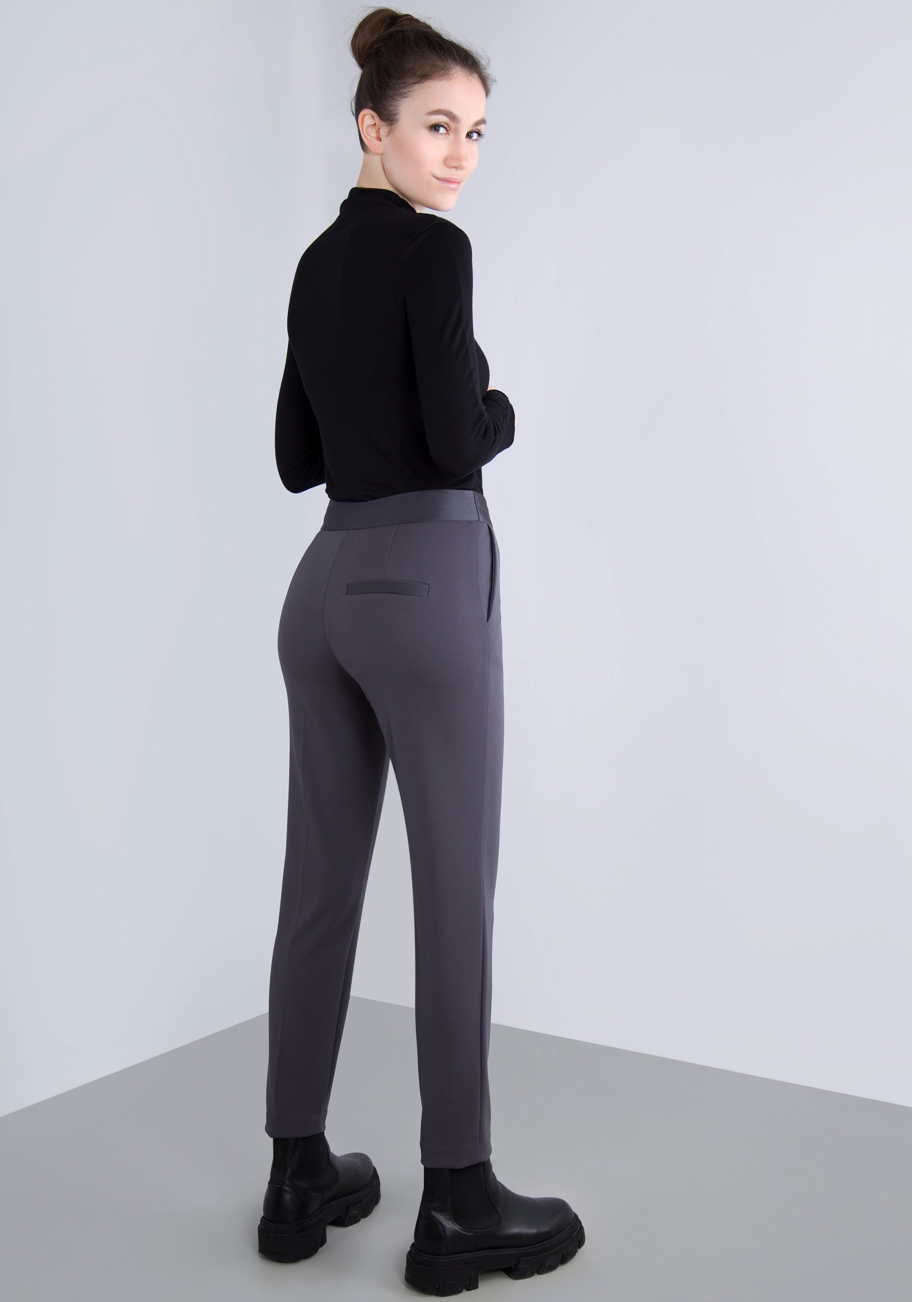 IMPERIAL Pantalon smalle, verkorte broek met satijnen band