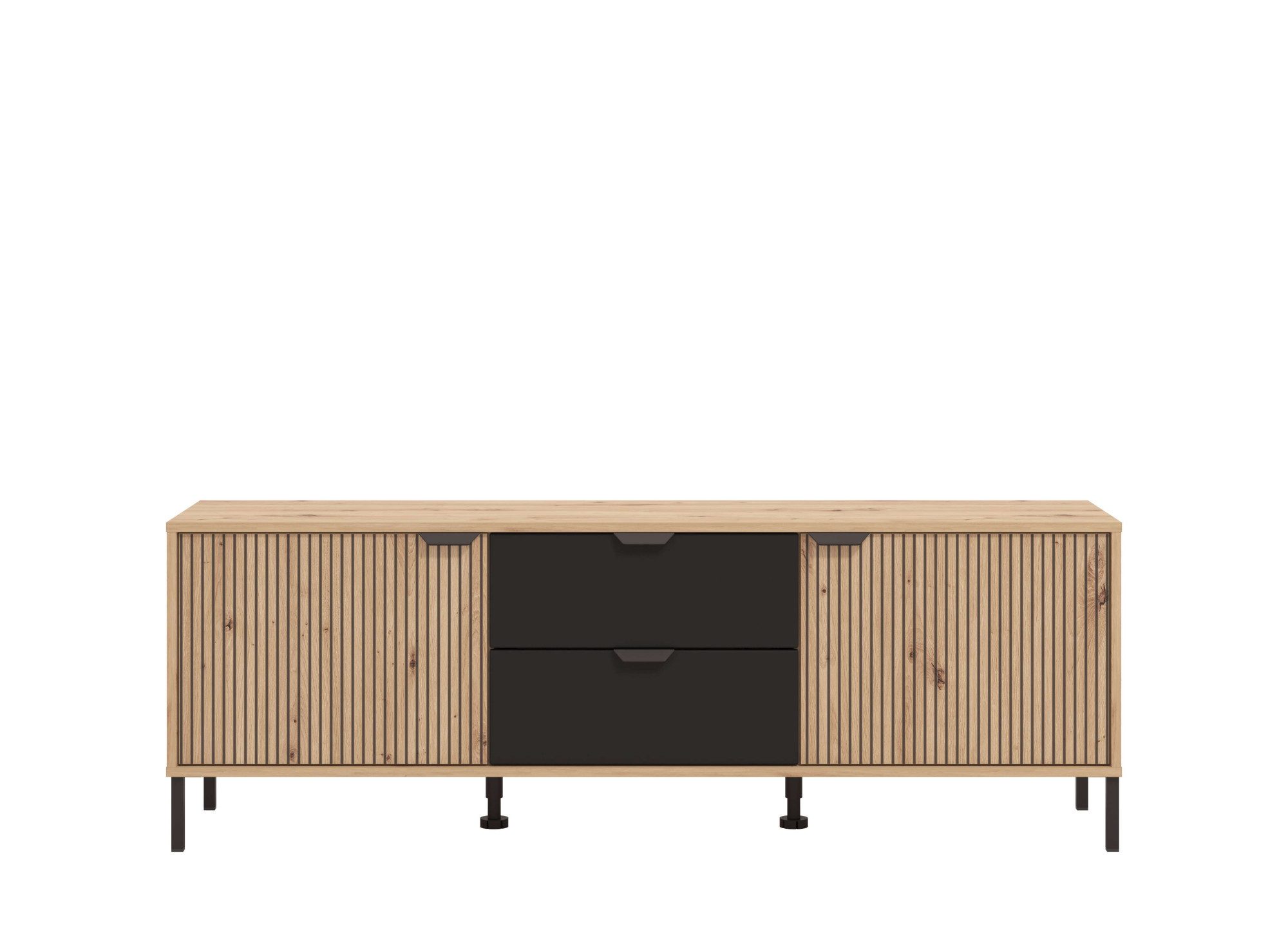 Home affaire Tv-meubel Mayenne, TV-lowboard, breedte 157 cm TV-kast, deuren met groeflook, 2 lades