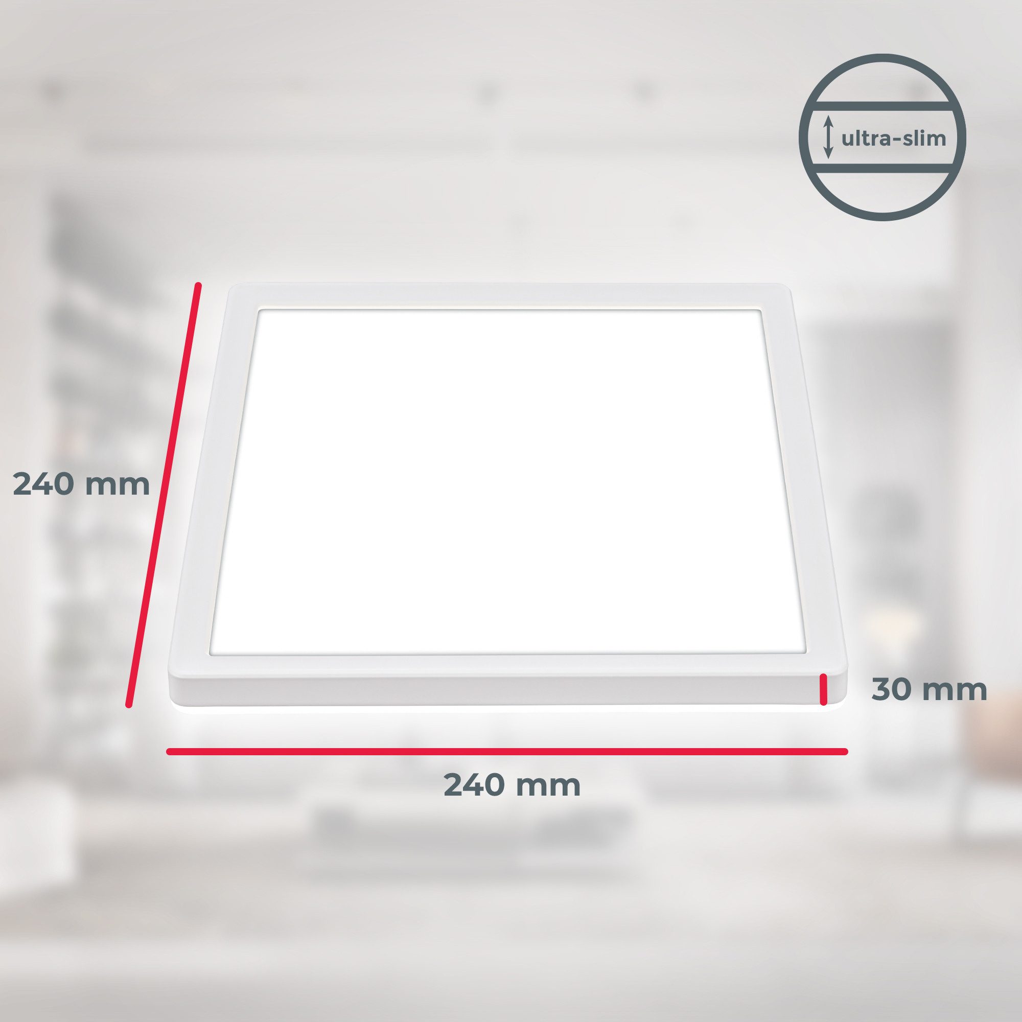 B.K.Licht Led-plafondlamp BKL1599 ultra dunne plafondlamp, LED paneel met backlight
