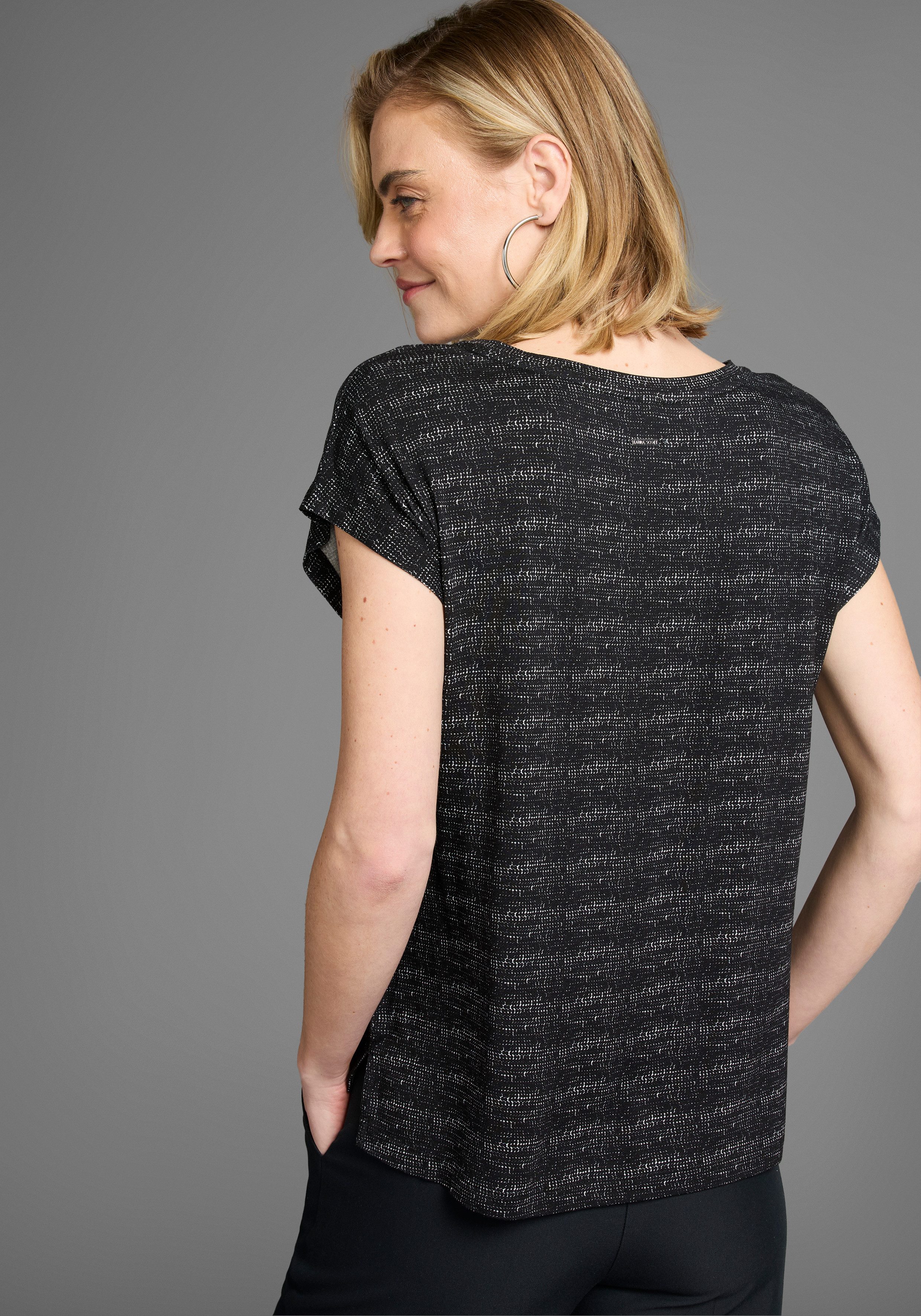Laura Scott T-shirt in bijzondere melange-look met tekst - nieuwe collectie