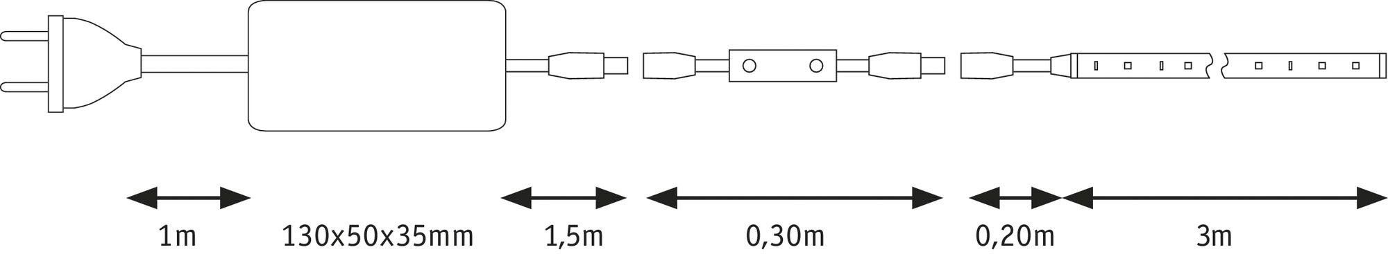Paulmann Led-strepen SimpLED Power Strip Set incl. Dimm/Switch 3m Neutraalwit 33W (1 stuk)