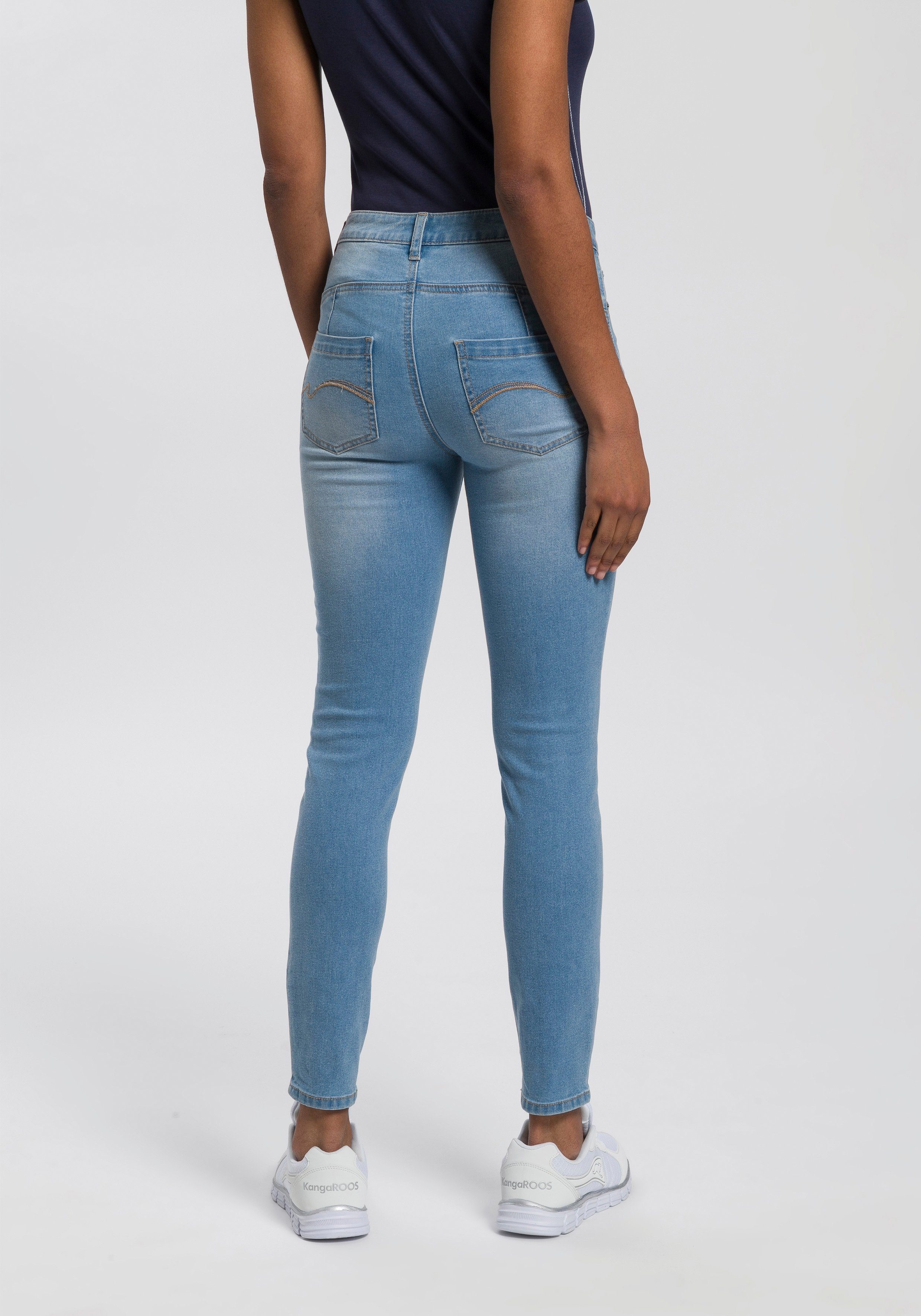 KangaROOS Slim fit jeans CROPPED HIGH WAIST SLIM FIT smalle pasvorm, skinny jeans, trendy used-wassing