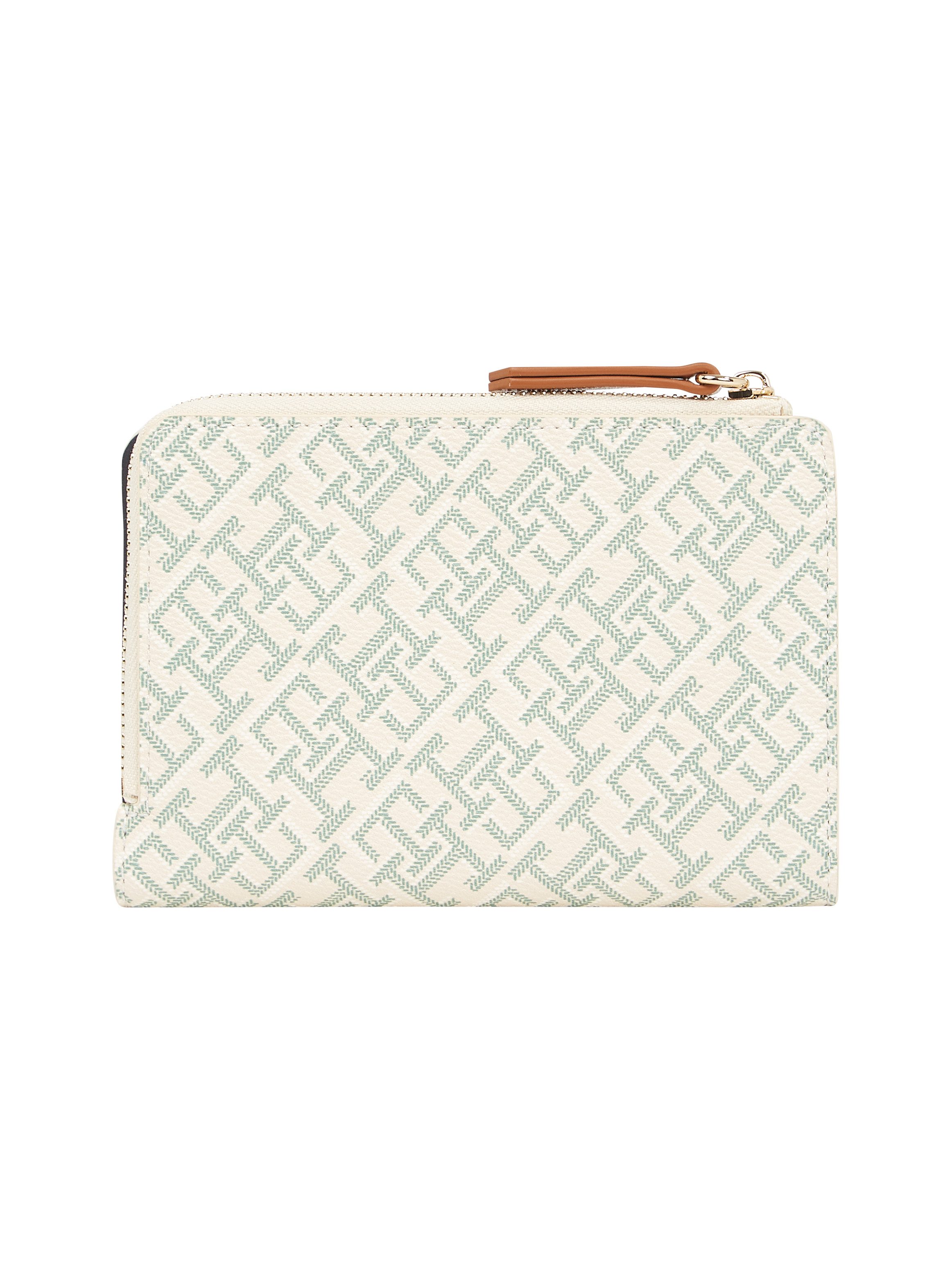 Tommy Hilfiger Portemonnee TH MONOPLAY LEATHER MED 7 WALLET , dames portemonnee met allover logoprint