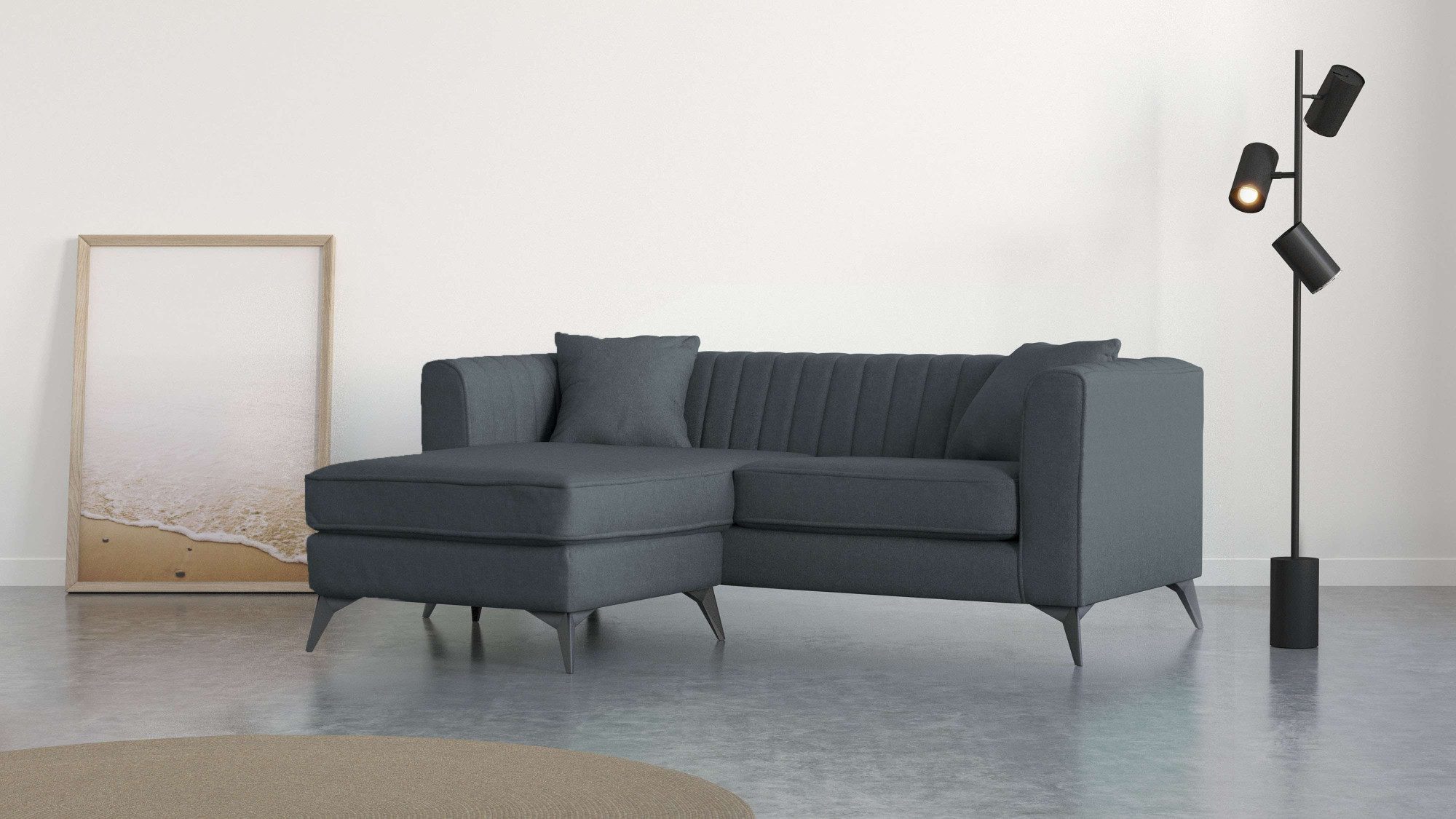 Places of Style Hoekbank MATTHEW L-vorm ideaal voor kleine ruimtes, afmetingen B/D/H: 201/162/74 cm zwart, hoekbanken, 201 cm