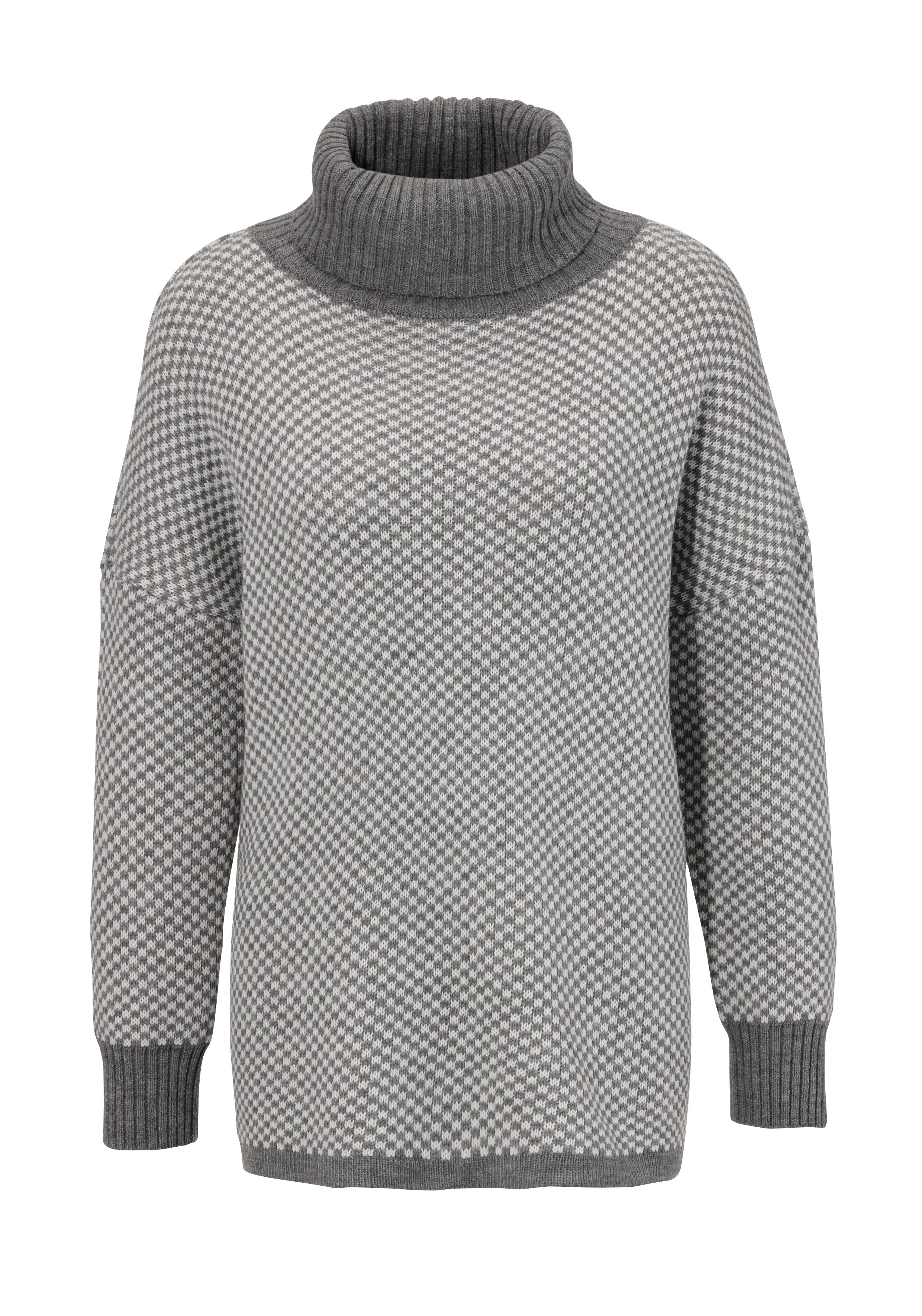 Aniston CASUAL Gebreide trui in ruitpatroon met streeplook