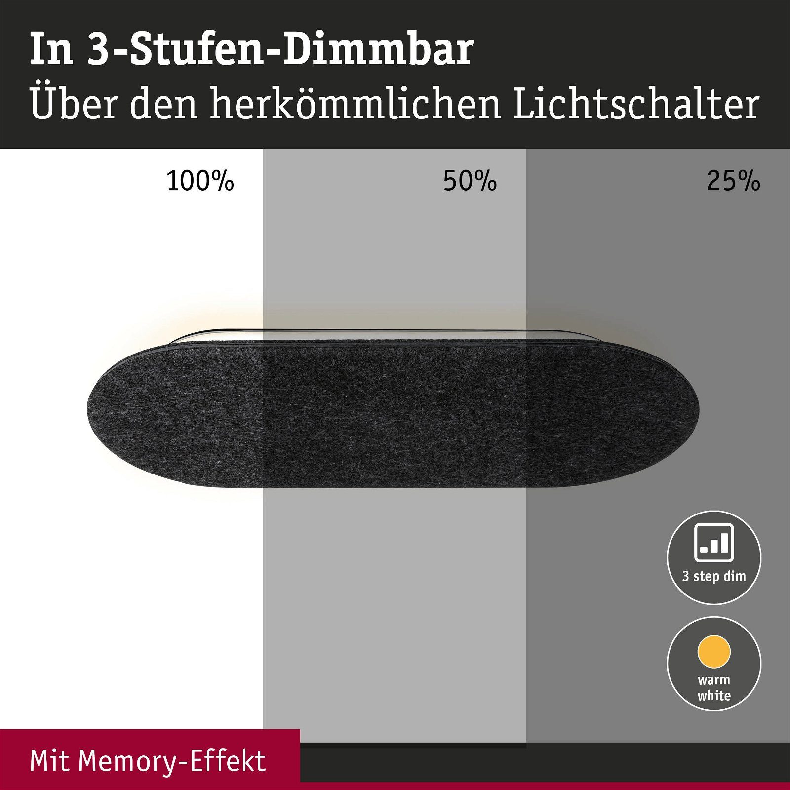 Paulmann Led-wandlamp Tulga 2700K 900lm 230V 17W Antraciet (1 stuk)