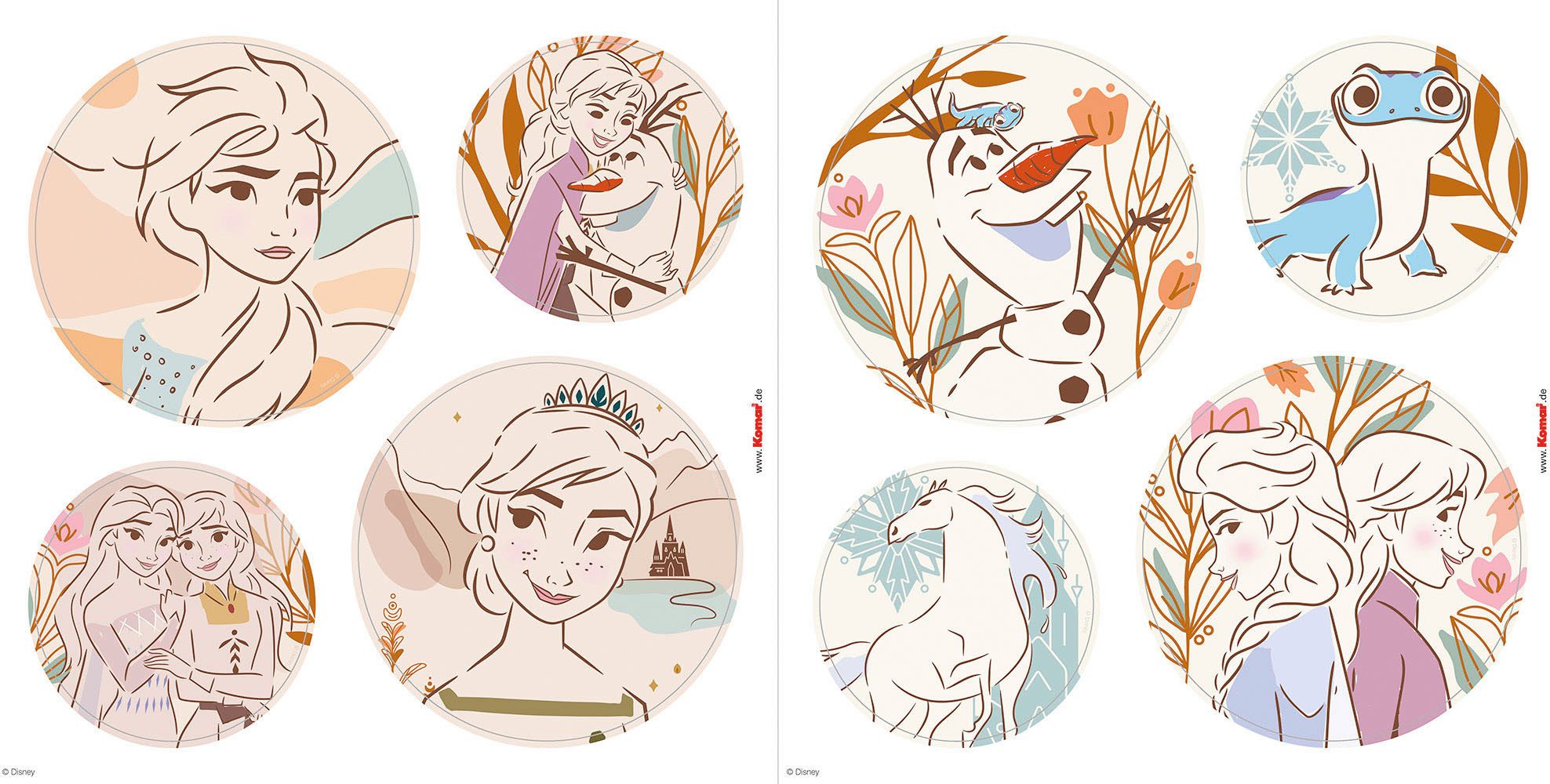 Komar Wandfolie Frozen Destiny - afm. 50 x 70 cm zelfklevend, wandstickers, kinderkamer (8-delig)