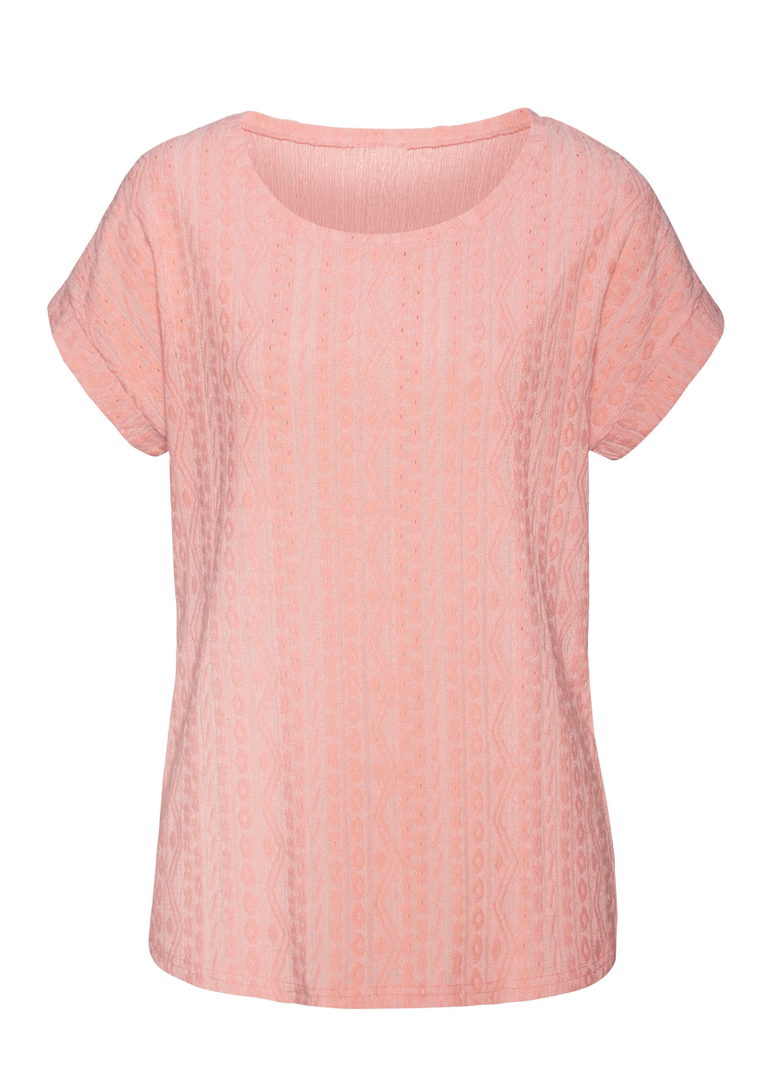 Vivance Shirt met korte mouwen Met modieus jacquardpatroon in een gemakkelijk te onderhouden kwaliteit (1-delig)