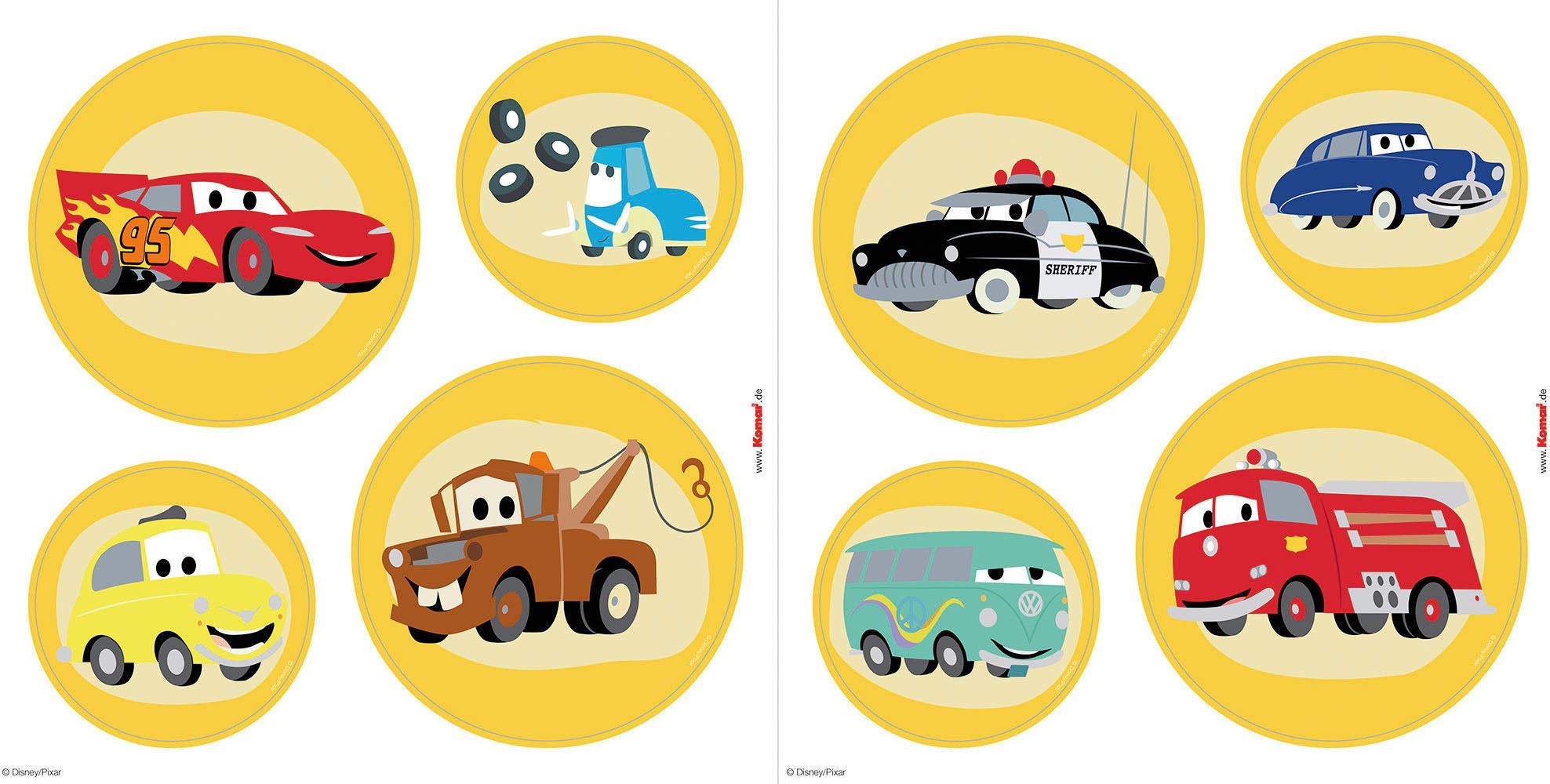 Komar Raamdecoratie Raamsticker - Cars Ka-Chow Bubbles - grootte 30 x 30 cm, 2 vellen (1 stuk)