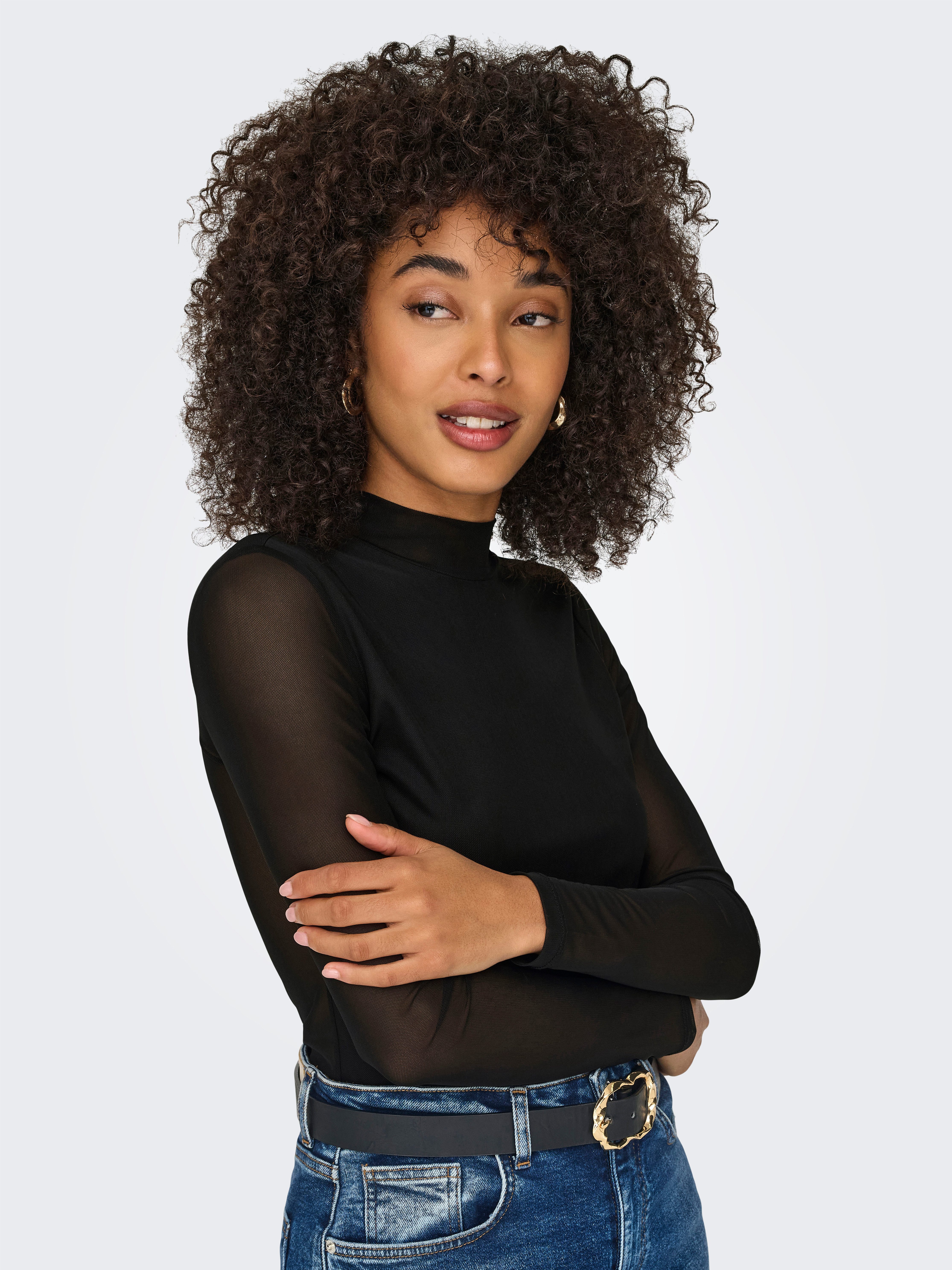 Only Shirt met lange mouwen ONLERICA LIFE MESH L/S TOP JRS NOOS