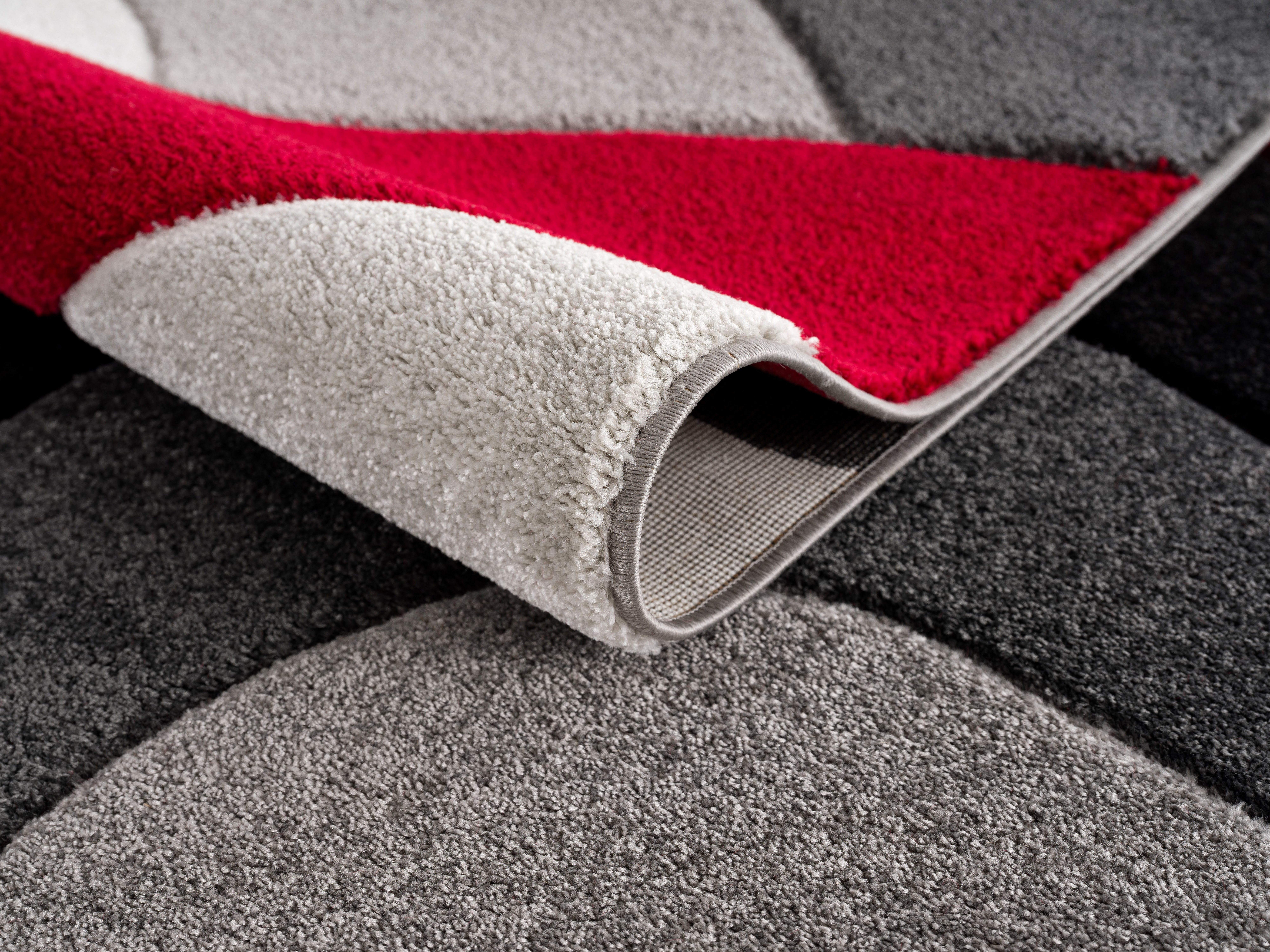 andas Vloerkleed Neele Golven-design, met een met de hand gesneden reliëfpatroon, reversible-vloerkleed