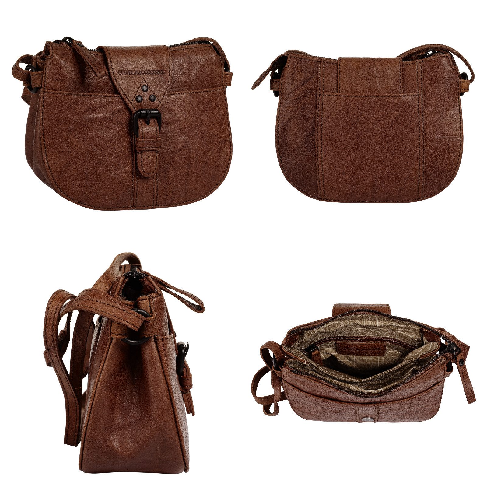 Spikes & Sparrow Schoudertas echt leder