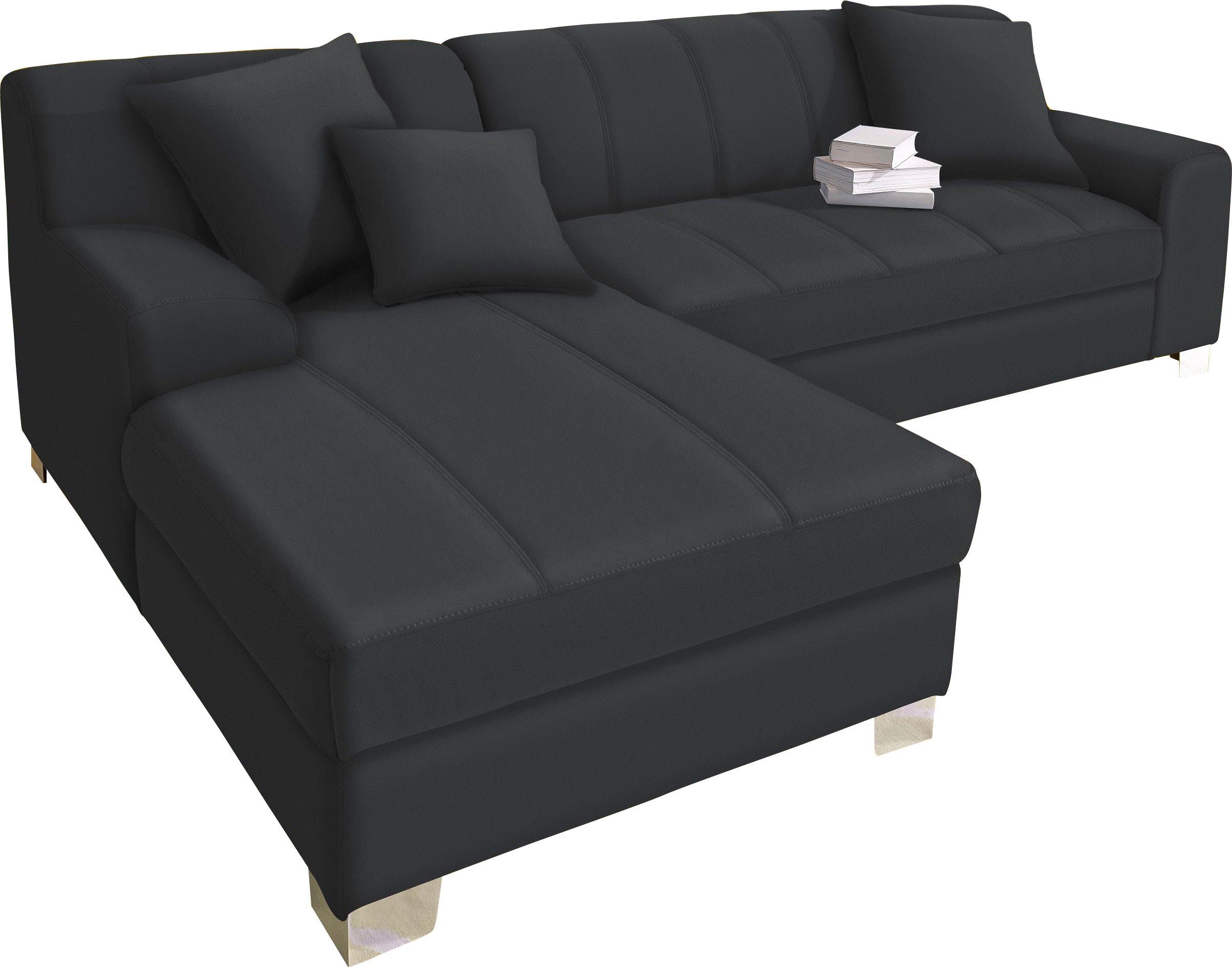INOSIGN Hoekbank Turah incl. sierkussens, modern doorgestikt, ook in leer naar keuze met slaapfunctie, bedbank, bxdxh: 239x152x75 cm, l-model