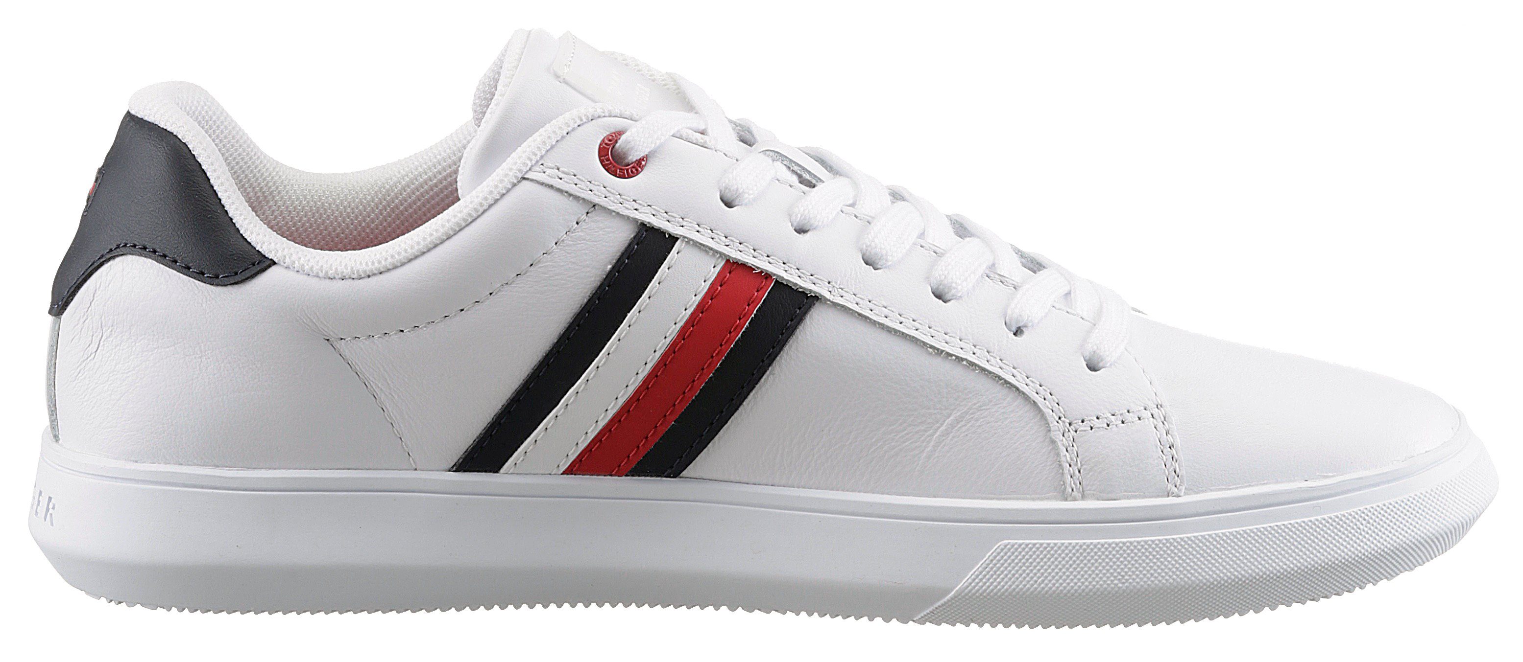 Tommy Hilfiger Sneakers ESSENTIAL LEATHER CUPSOLE met typische strepen, vrijetijdsschoen, lage schoen, veterschoen