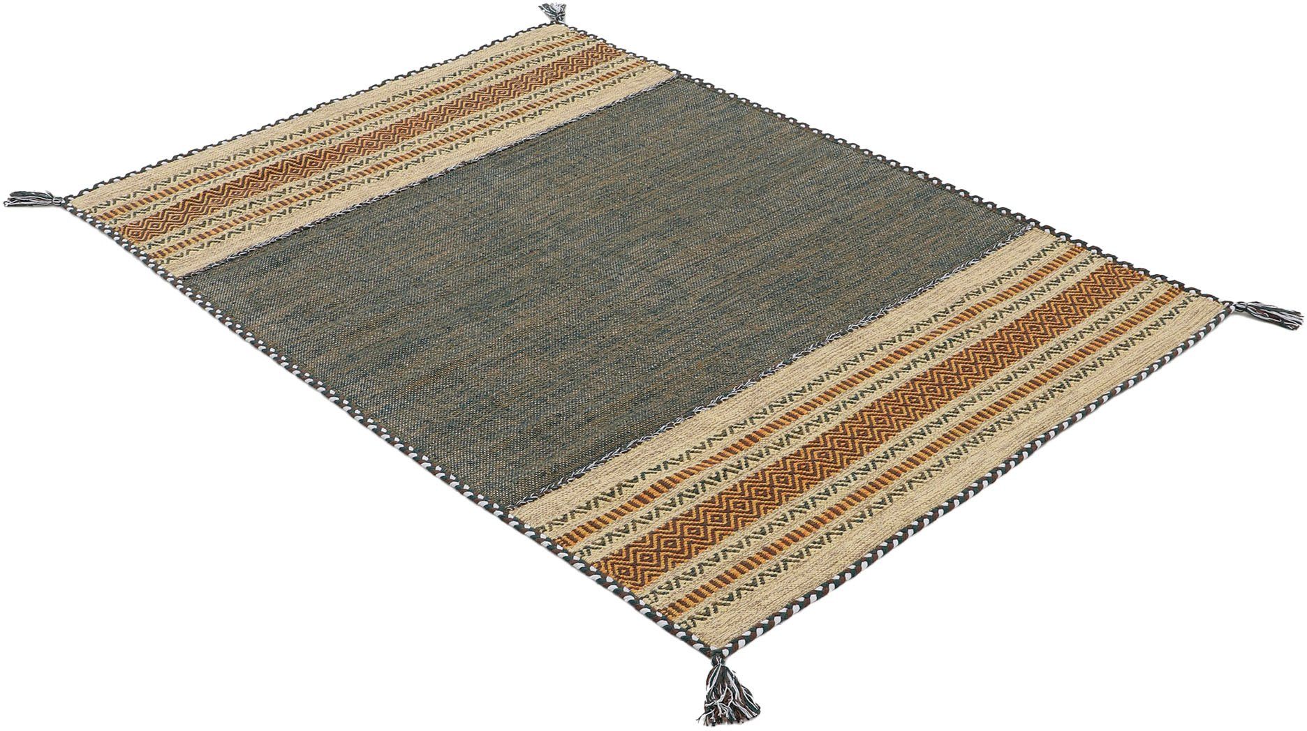 carpetfine Vloerkleed Kelim Azizi Katoenen, tweezijdig te gebruiken kleed met franje, woonkamer