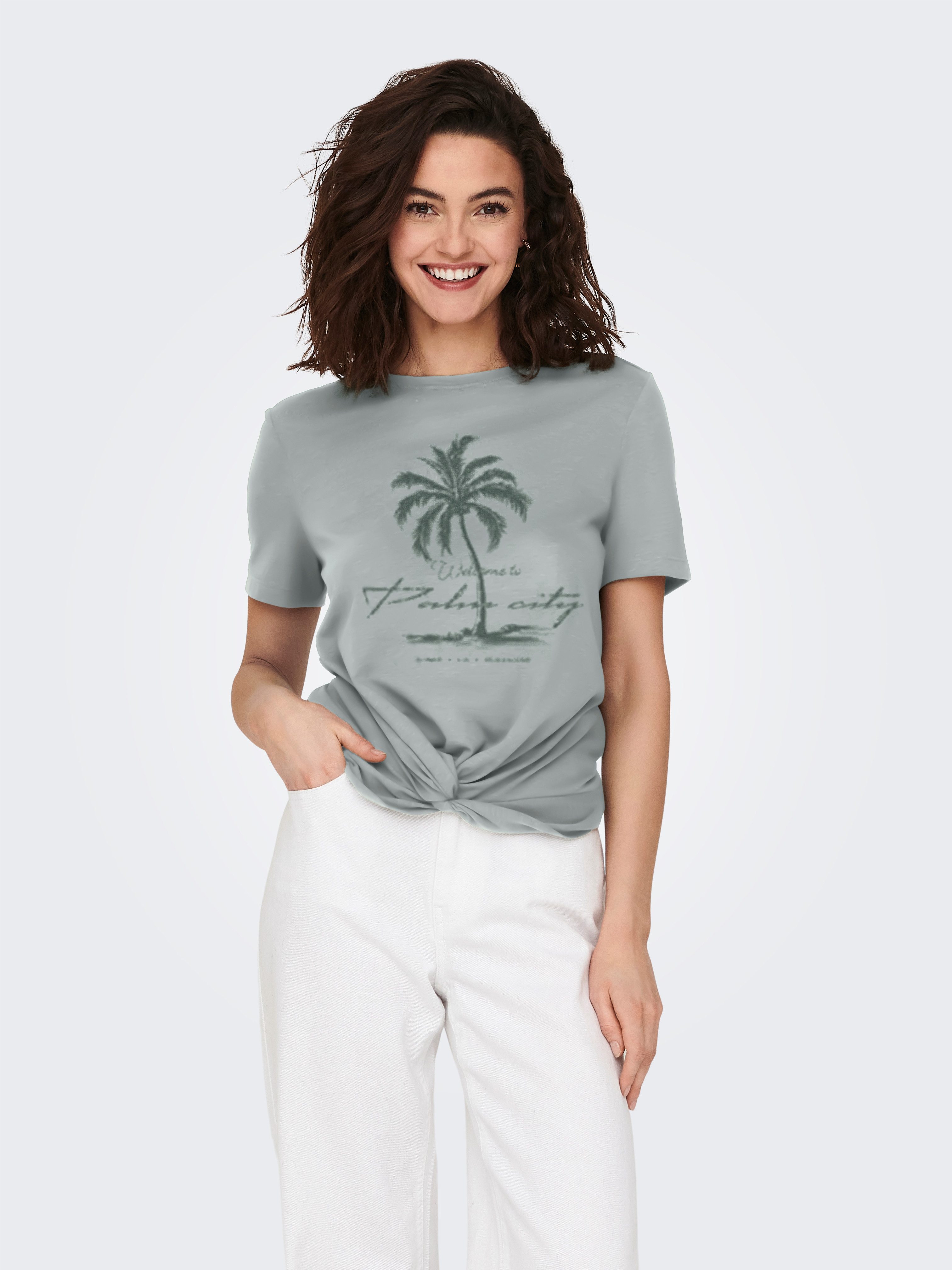 Only Shirt met korte mouwen ONLCARRIE REG TWIST S/S TOP BOX CS JRS dames t-shirts maat S (36) grijs