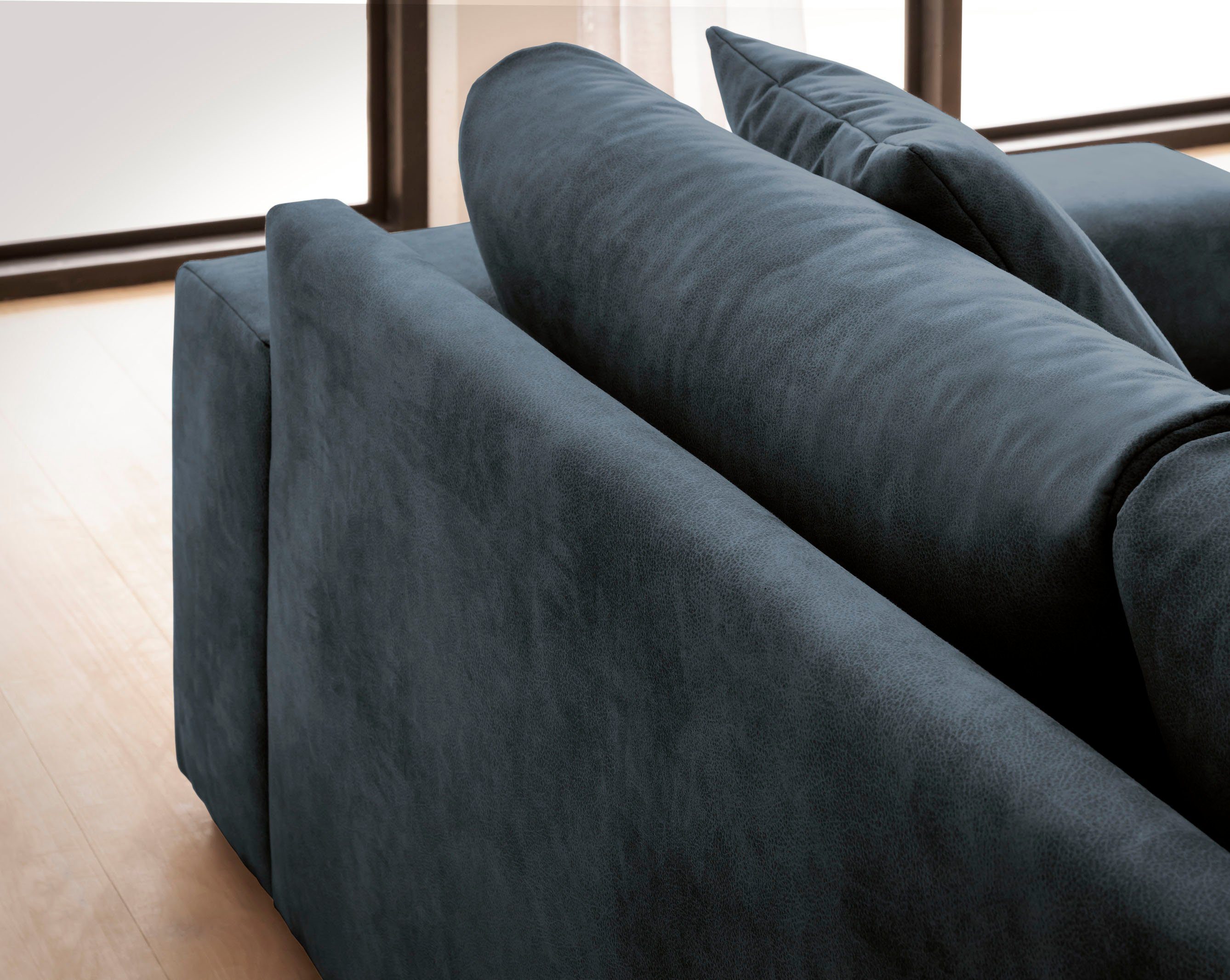 andas Hoekbank SLEETLAND XXL van fluweel of in vintage leer-look, L-model,