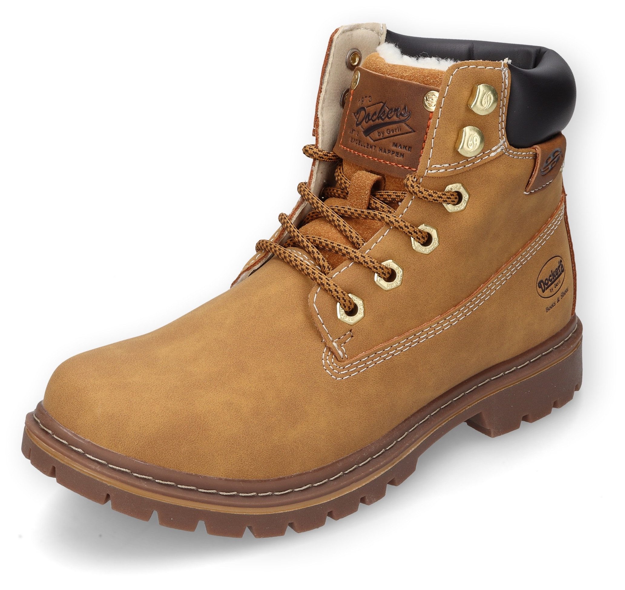 Dockers by Gerli Veterschoenen Hiking boots, trekkinglaarzen, veterschoenen met warmvoering dames veterlaarsjes maat 37 bruin